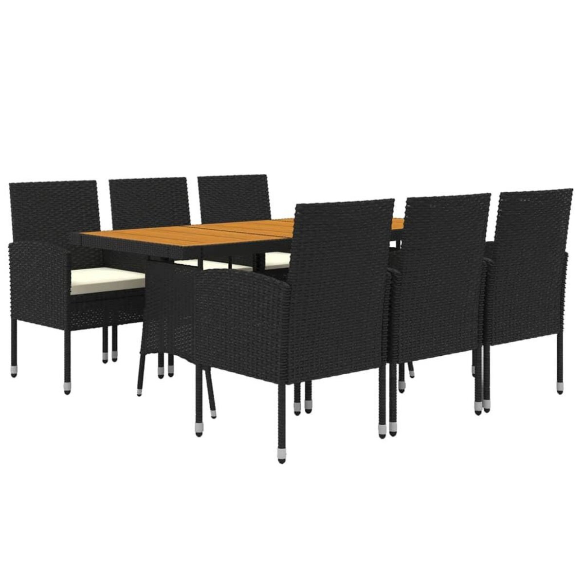 VIDAXL Mobilier a dîner d'exterieur 7 pcs Resine tressee Noir