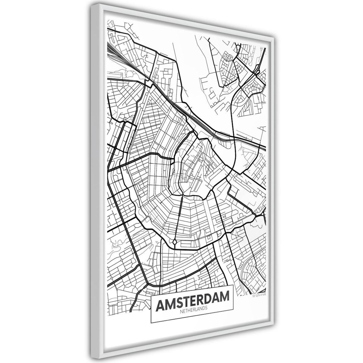 Paris Prix Affiche Murale Encadrée  City map Amsterdam