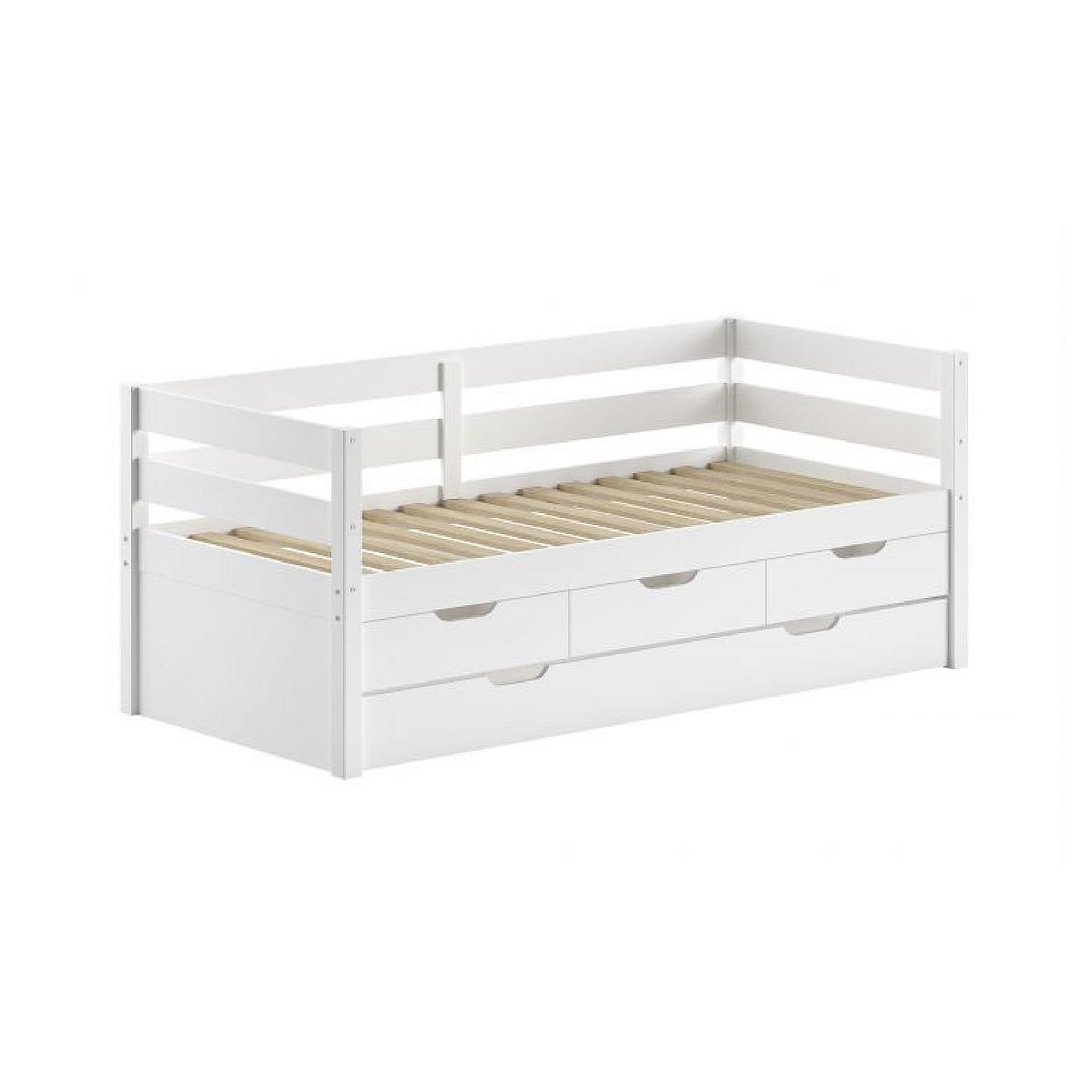 Vipack Lit capitaine margrit 90x200cm blanc avec rangements – vipack