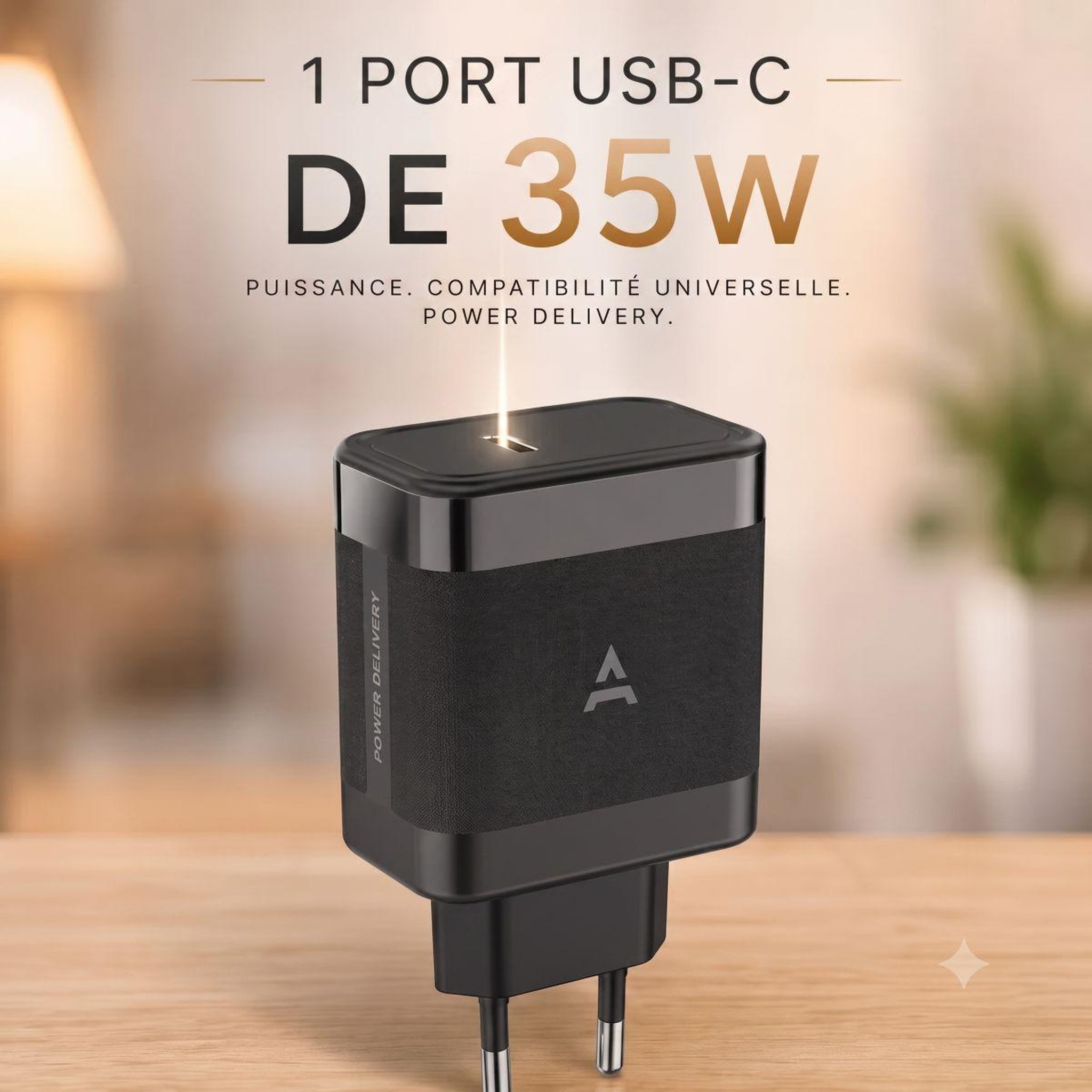 Voir la diapositive 5 : ADEQWAT Chargeur 35w charge rapide usb-c noir compatible iphone 17 16 15 14 13 12 11 pro max x xs xr 8 7 plus mini se