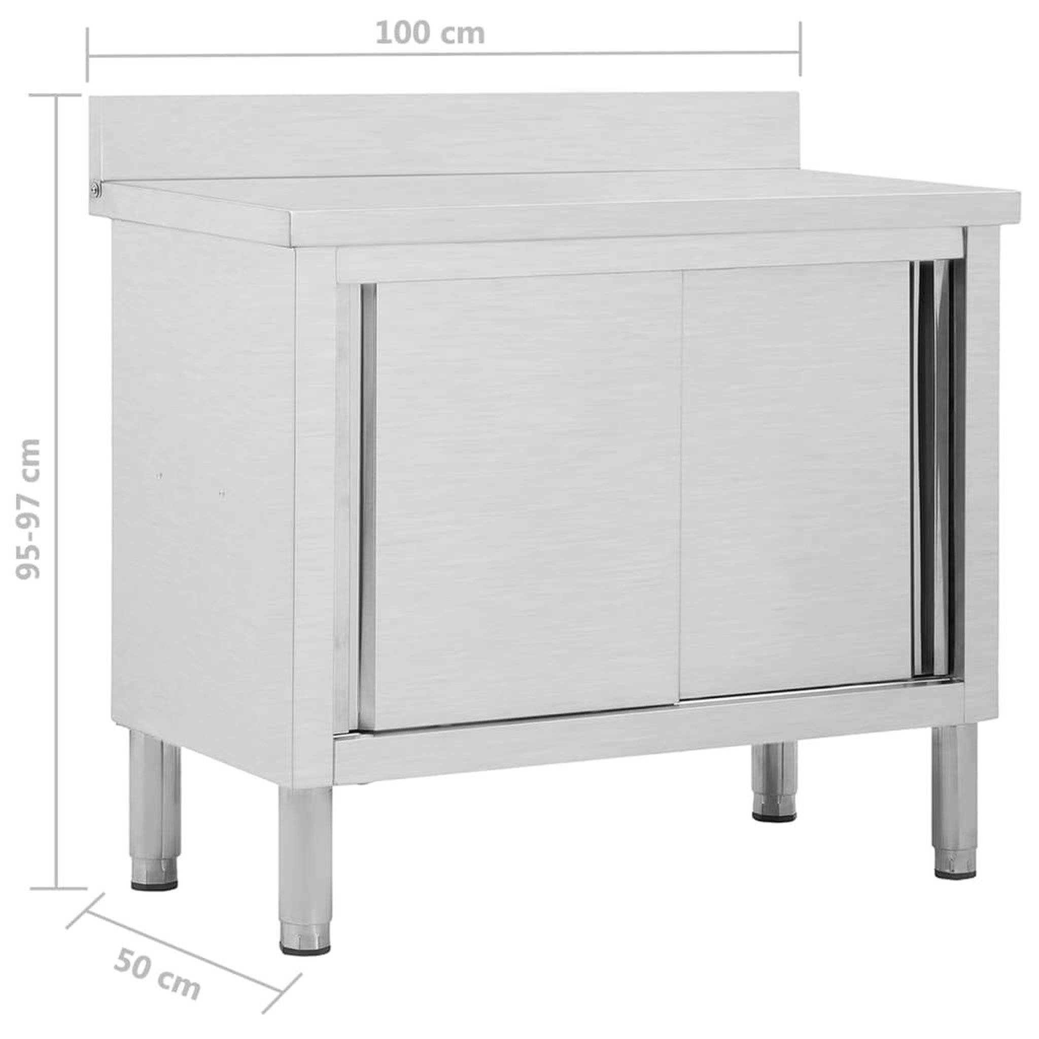 Voir la diapositive 6 : VIDAXL Table de travail avec portes coulissantes 100x50x(95-97)cm Inox
