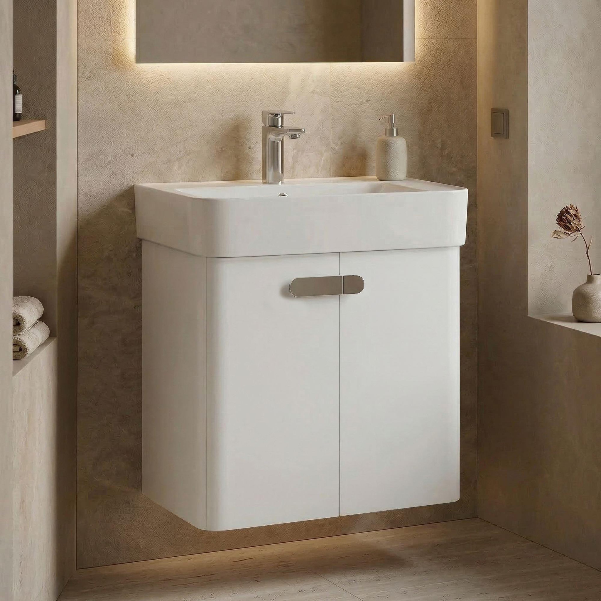 Voir la diapositive 2 : Habitat et Jardin Meuble Vasque  Orbit 55  - 55 x 38 x 62 cm - White