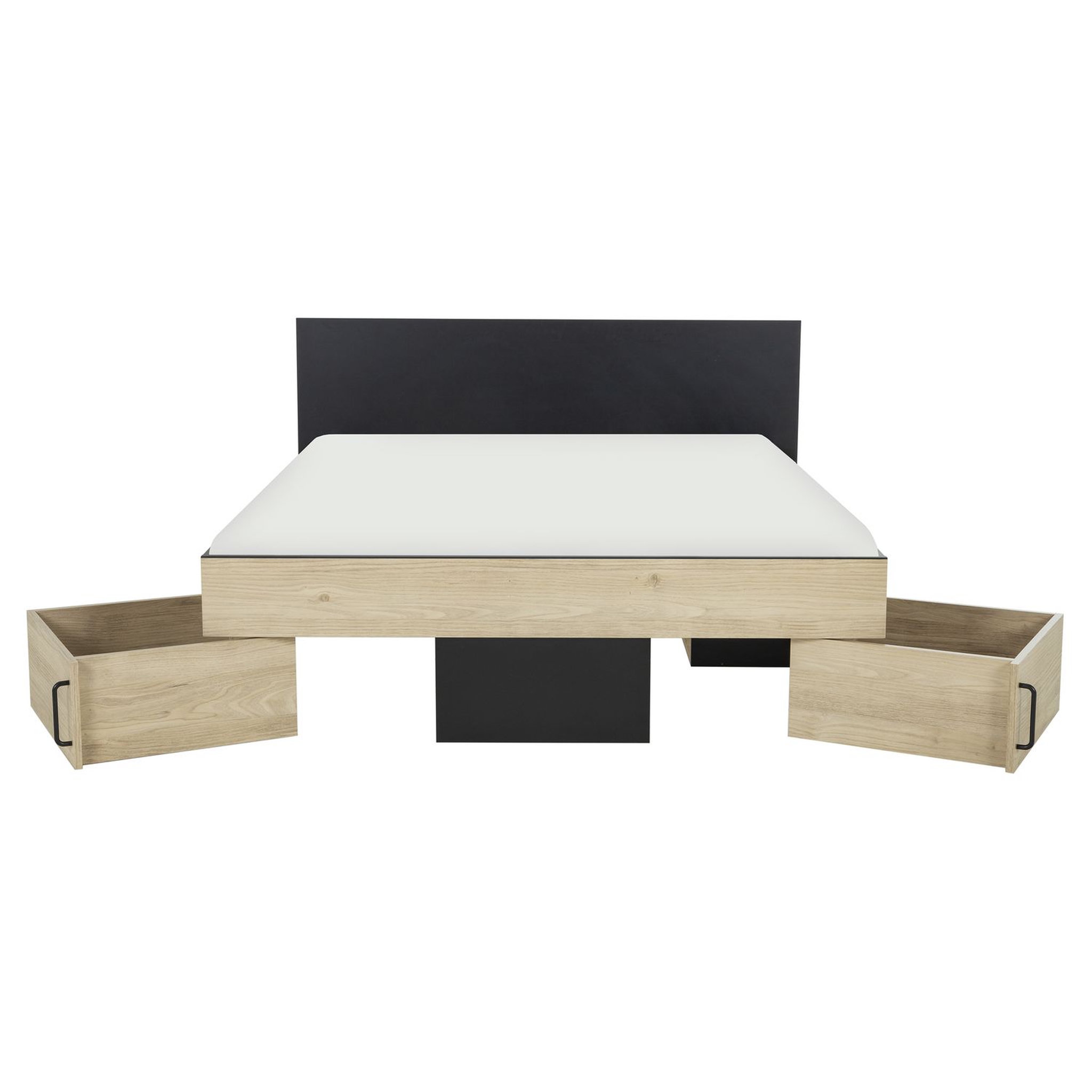 Voir la diapositive 4 : Lit double avec rangement style industriel 140x190cm LEXIS