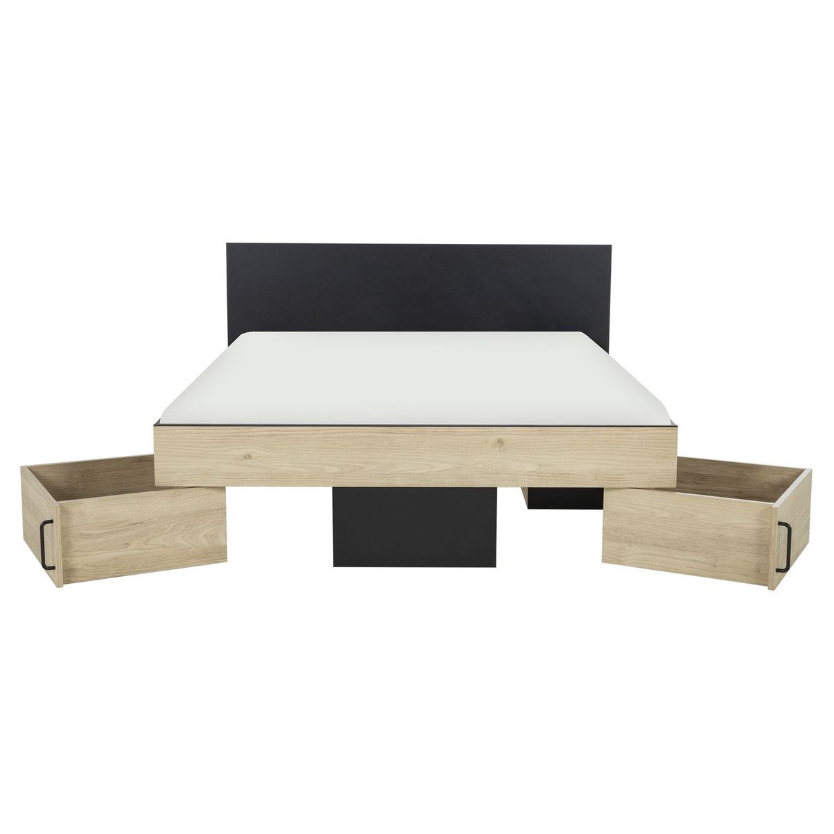 Lit double avec rangement style industriel 140x190cm LEXIS