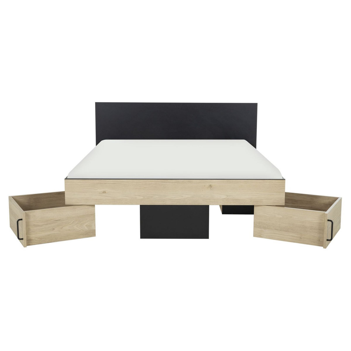 Lit double avec rangement style industriel 140x190cm LEXIS