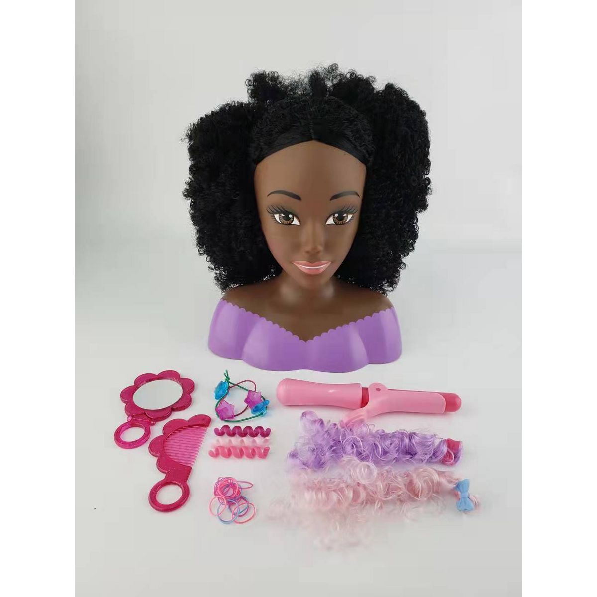 One Two Fun Ma tête à coiffer cheveux noirs