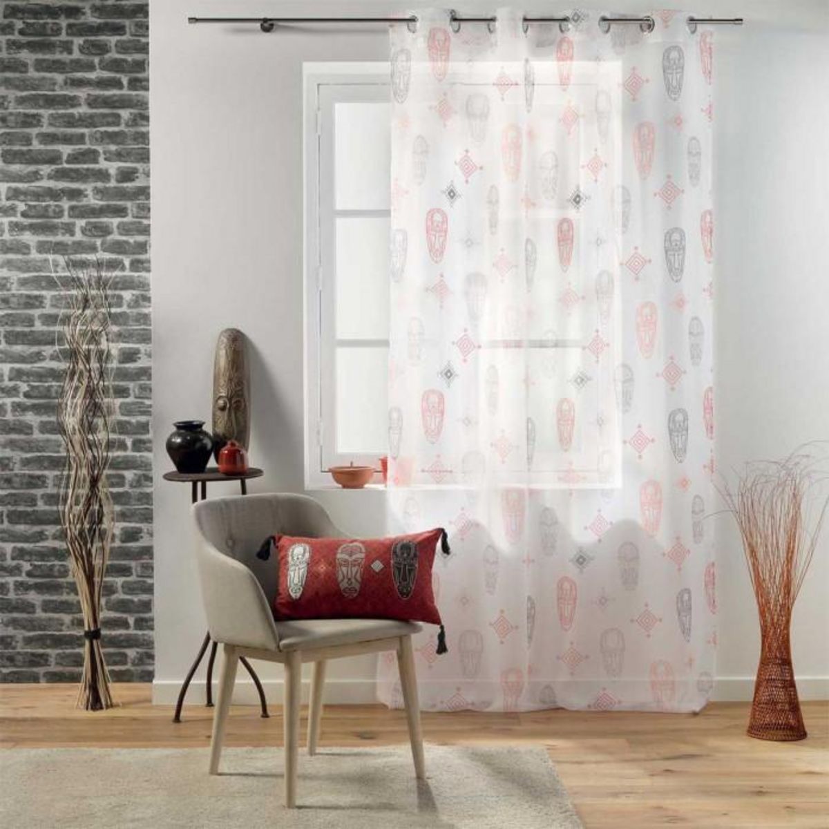 Paris Prix Coussin à Pompons  Tribaline  30x50cm Rouge