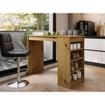 BEST MOBILIER Drazic - table de bar avec rangements - effet bois - de 2 à 4 personnes. Coloris disponibles : Marron