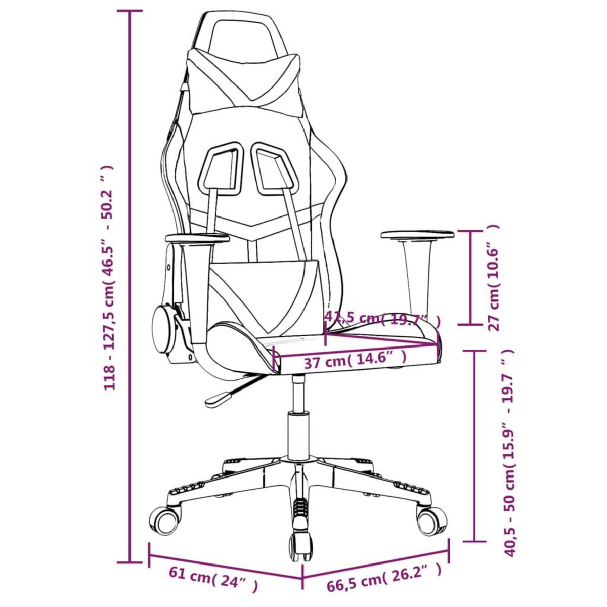 VIDAXL Chaise de jeu de massage Blanc et noir Similicuir