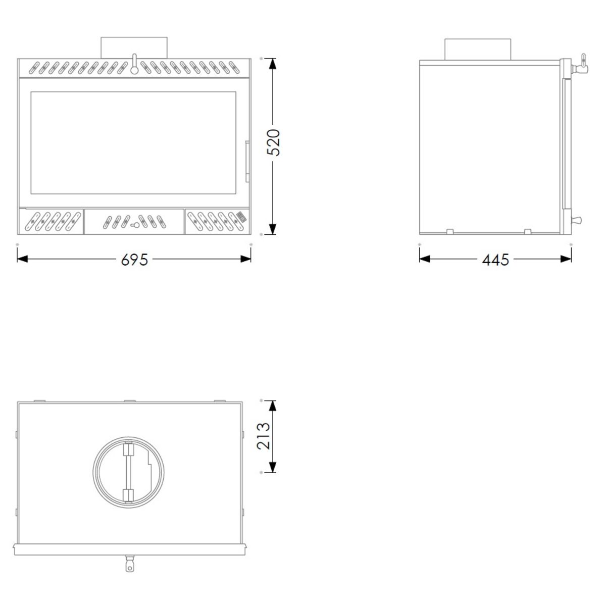 PANADERO Insert à bois bûche 55cm