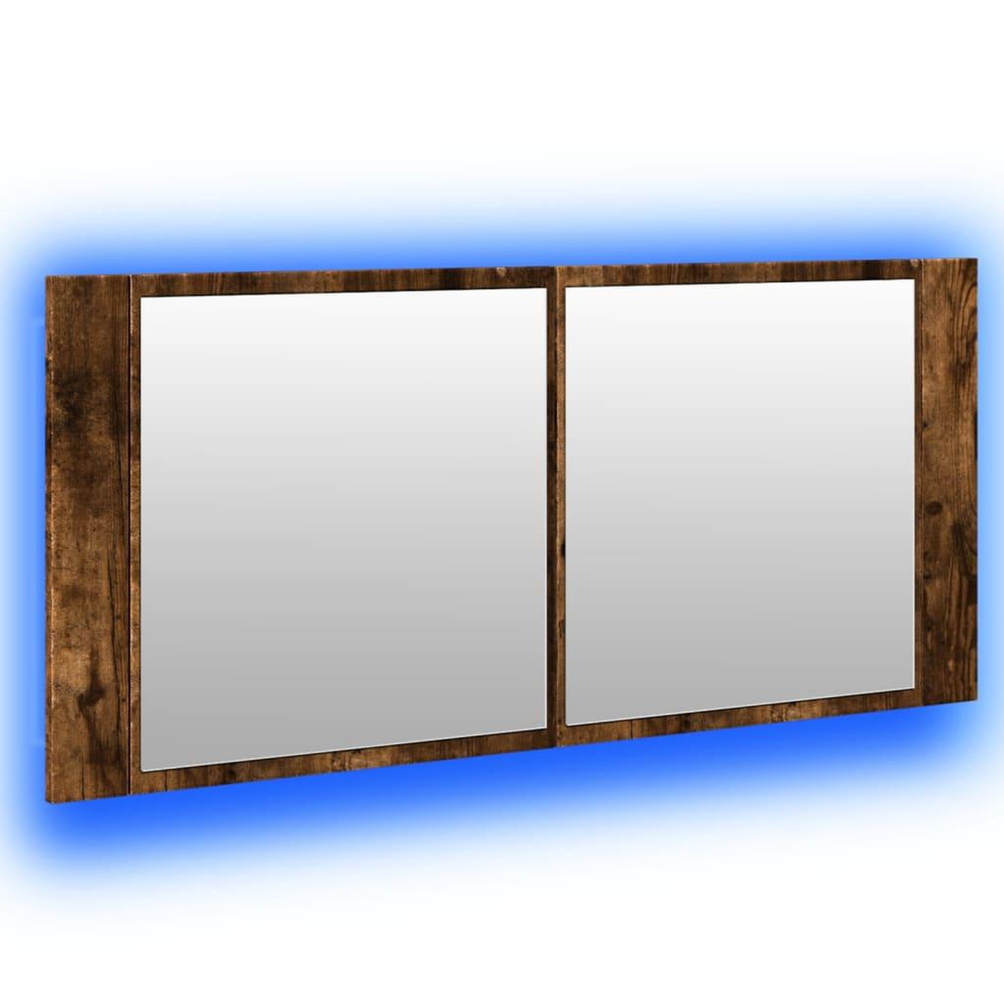 Voir la diapositive 5 : VIDAXL Armoire a miroir a LED de bain chene fume 100x12x45 cm