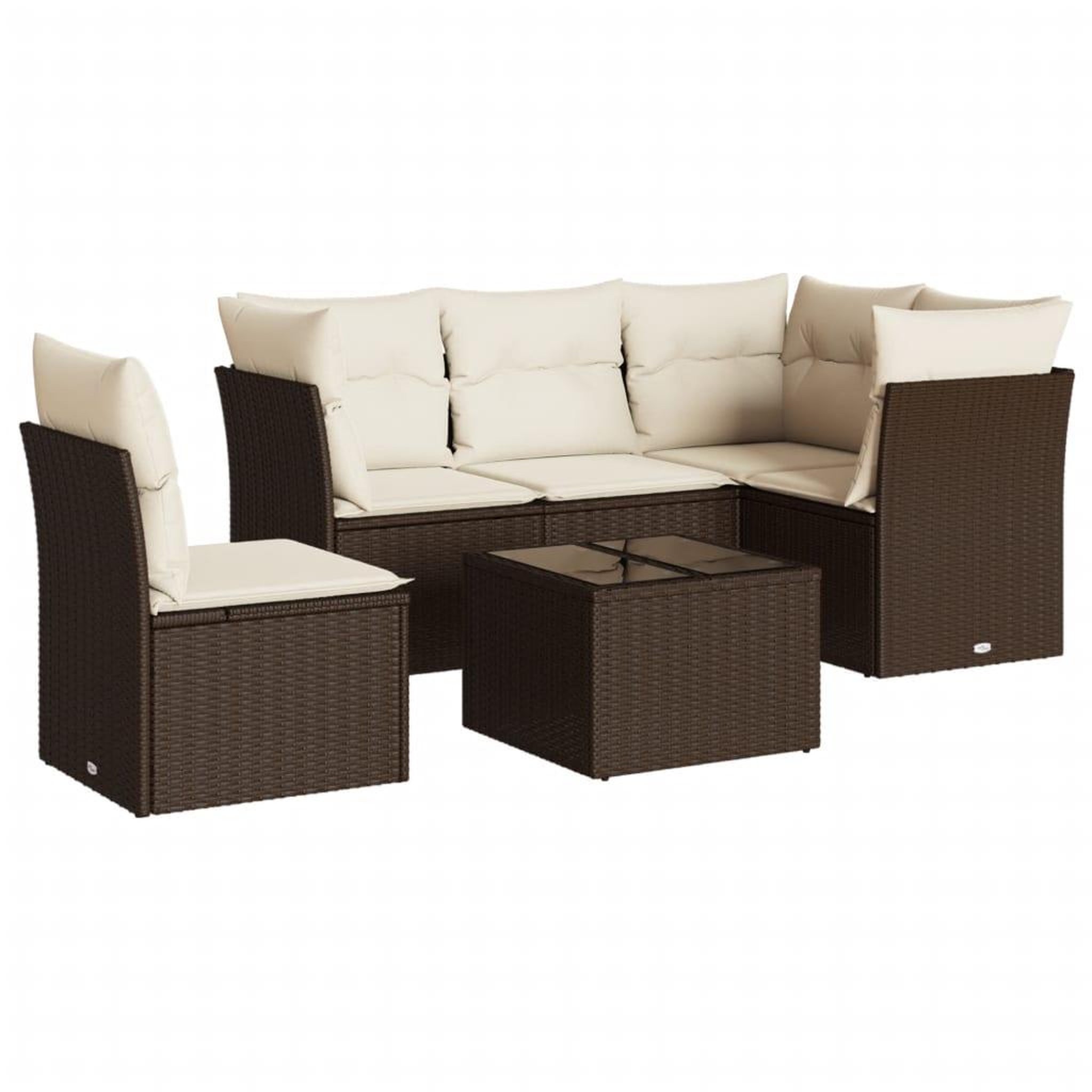 Voir la diapositive 2 : VIDAXL Salon de jardin avec coussins 6 pcs marron resine tressee