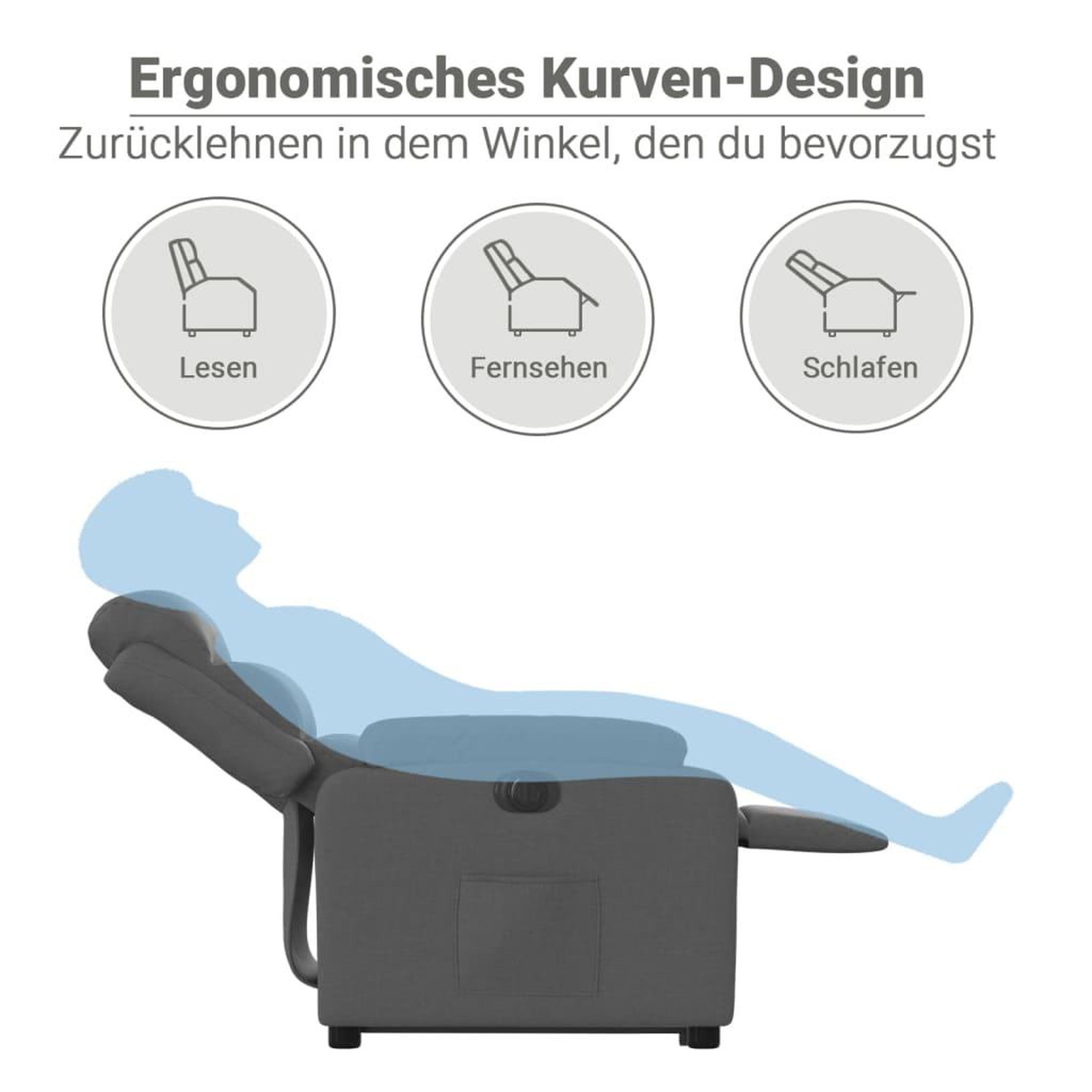 Voir la diapositive 6 : VIDAXL Fauteuil inclinable electrique gris fonce tissu
