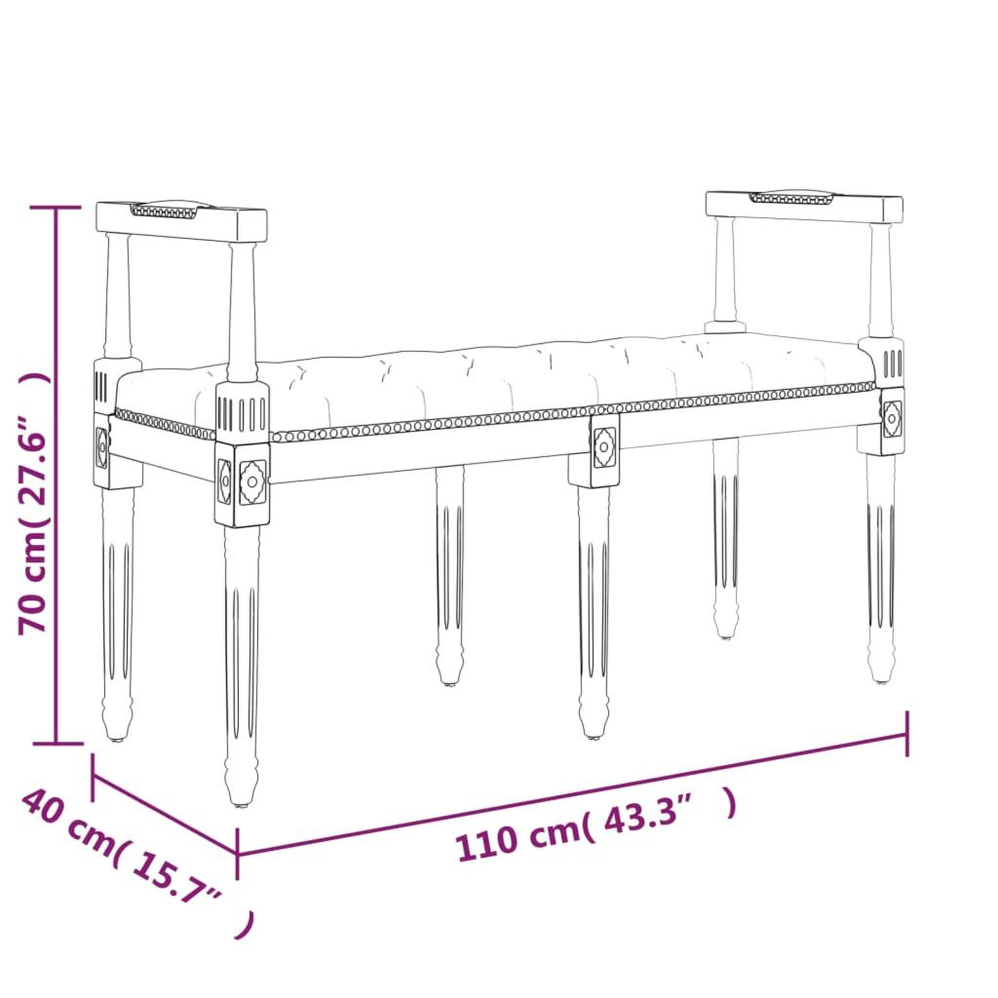 Voir la diapositive 6 : VIDAXL Banc Rose 110x40x70 cm Velours