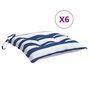 Voir la diapositive 2 : VIDAXL Coussins de chaise lot de 6 rayures bleues blanches 50x50x7 cm