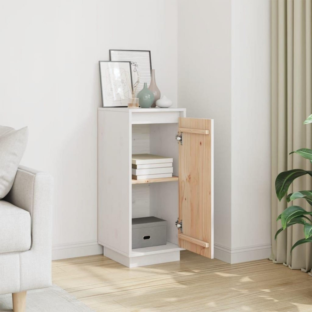 VIDAXL Buffet Blanc 31,5x34x75 cm Bois massif de pin