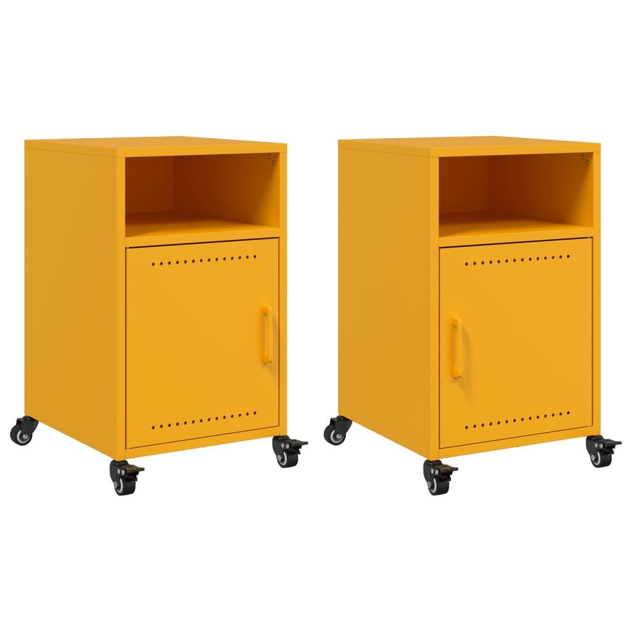 Voir la diapositive 2 : VIDAXL Tables de chevet 2 pcs jaune moutarde 36x39x59 cm acier