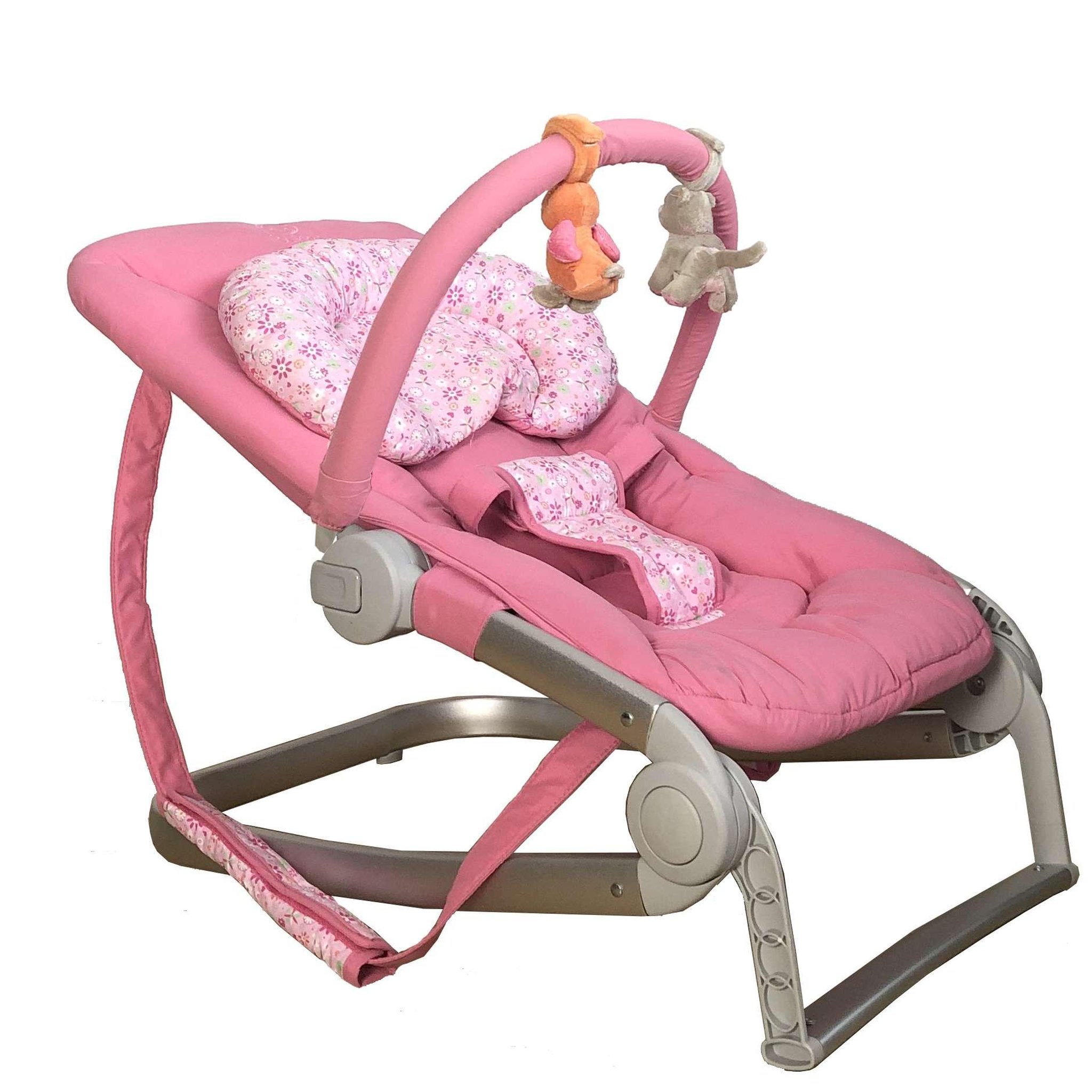 Voir la diapositive 1 : BAMBISOL Bambisol Transat Balancelle Bébé Luxe | Velours, Cale-Tête Réglable | Full Rose