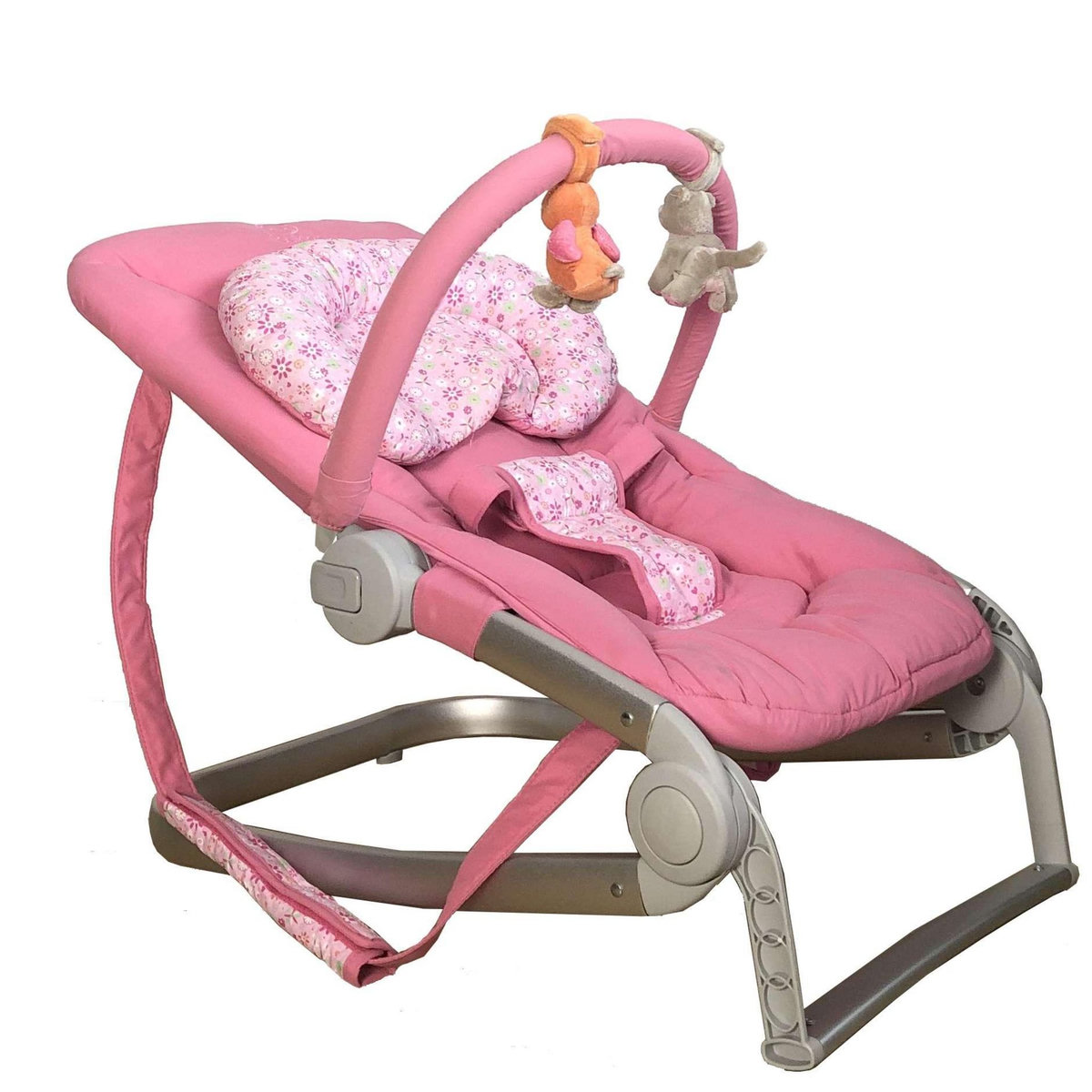 BAMBISOL Bambisol Transat Balancelle Bébé Luxe | Velours, Cale-Tête Réglable | Full Rose