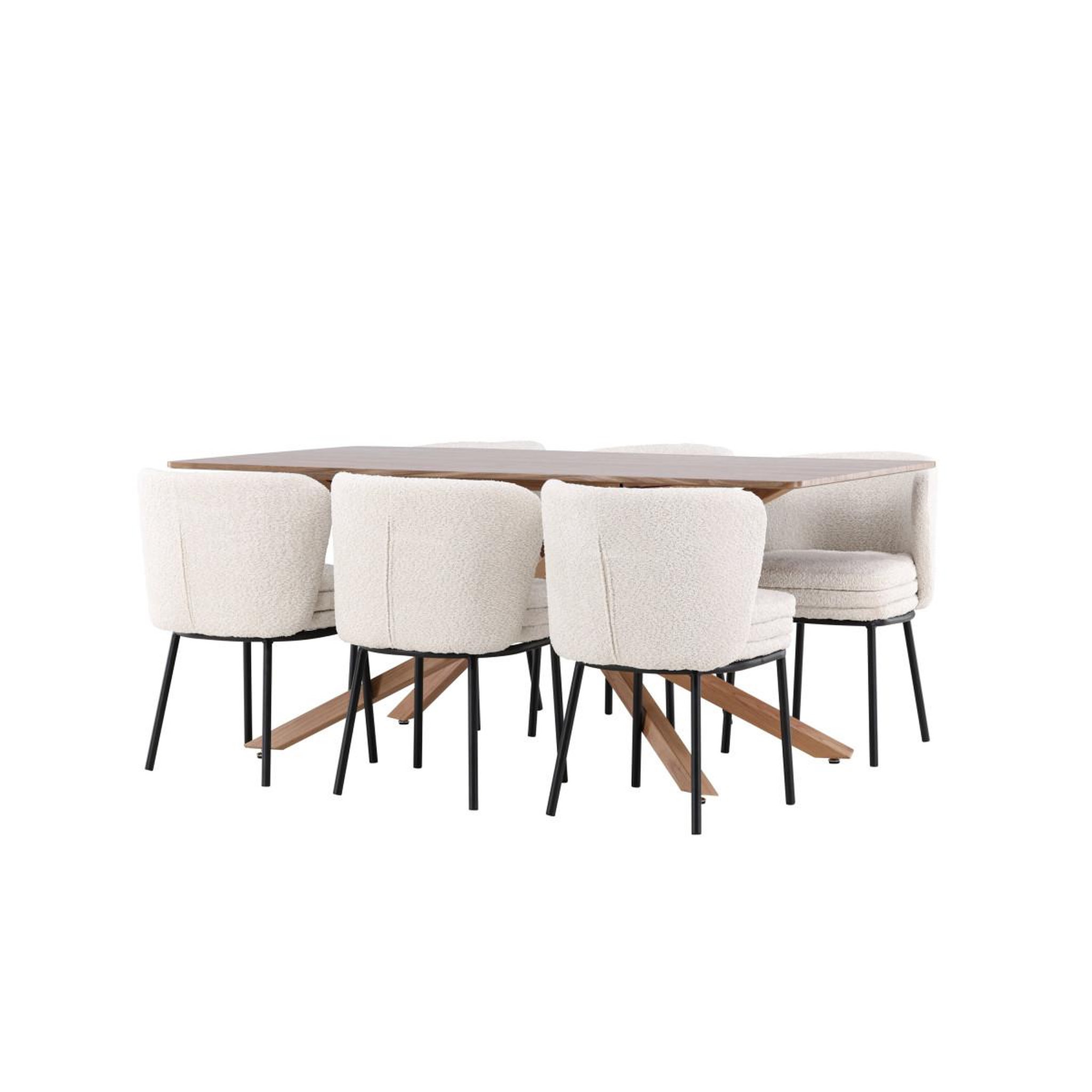 Voir la diapositive 3 : Paris Prix Ensemble table à manger & 6 chaises  piazza & agnes  180cm marron & blanc
