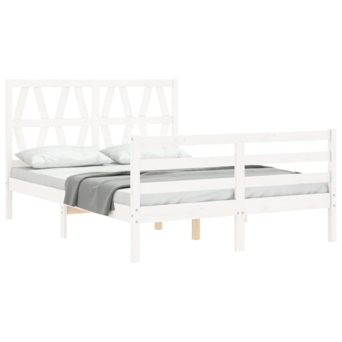 VIDAXL Cadre de lit sans matelas blanc 140x190 cm bois massif