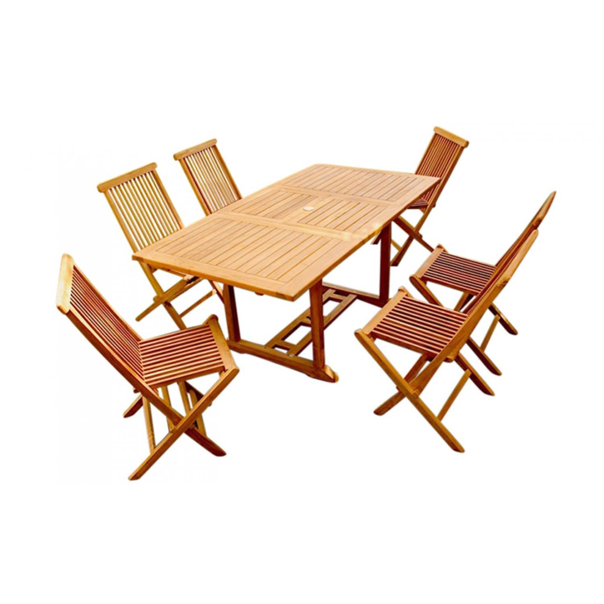 CONCEPT USINE Table de jardin rectangulaire et 6 chaises en teck KAJANG