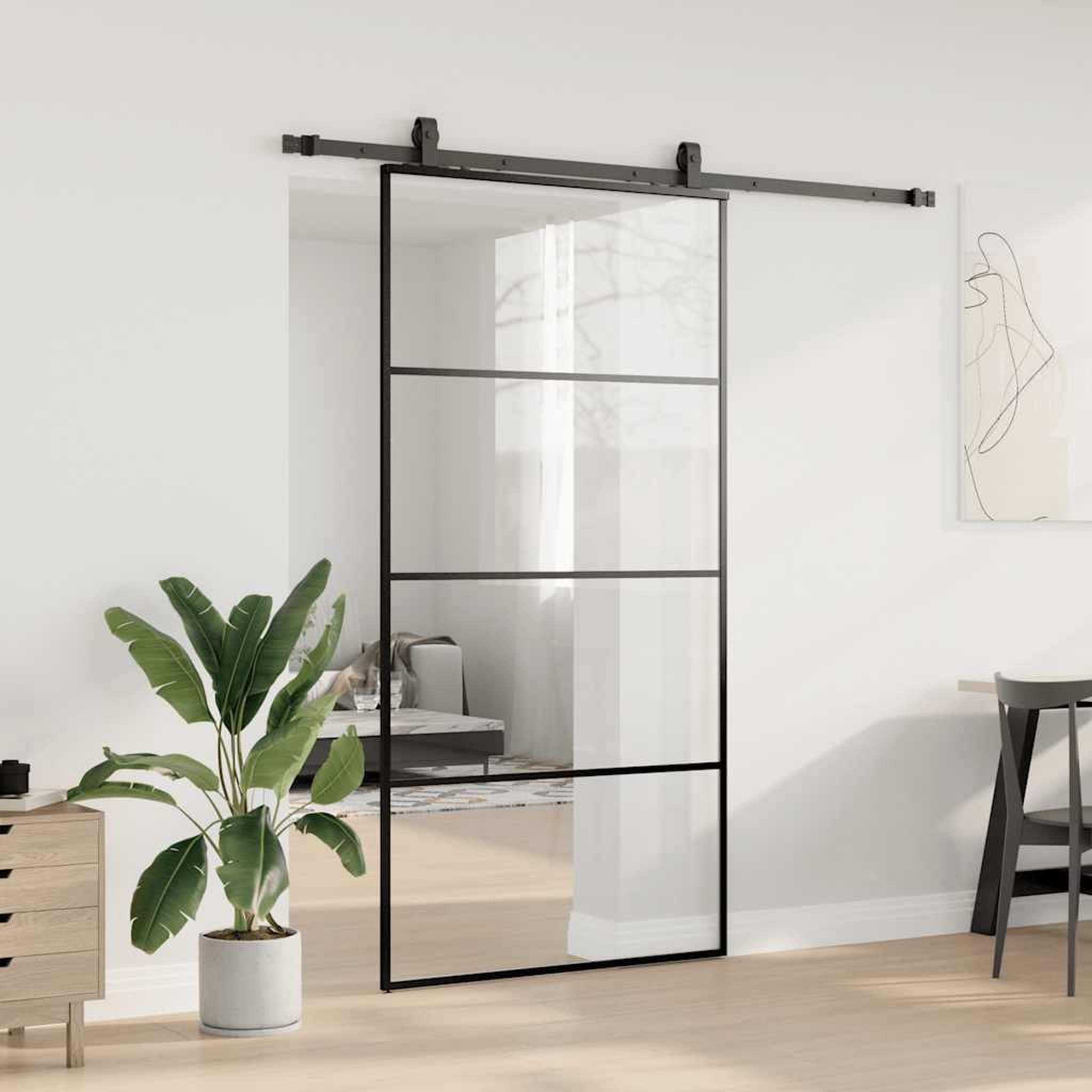 Voir la diapositive 3 : VIDAXL Porte coulissante kit de quincaillerie noir 102,5x205 cm