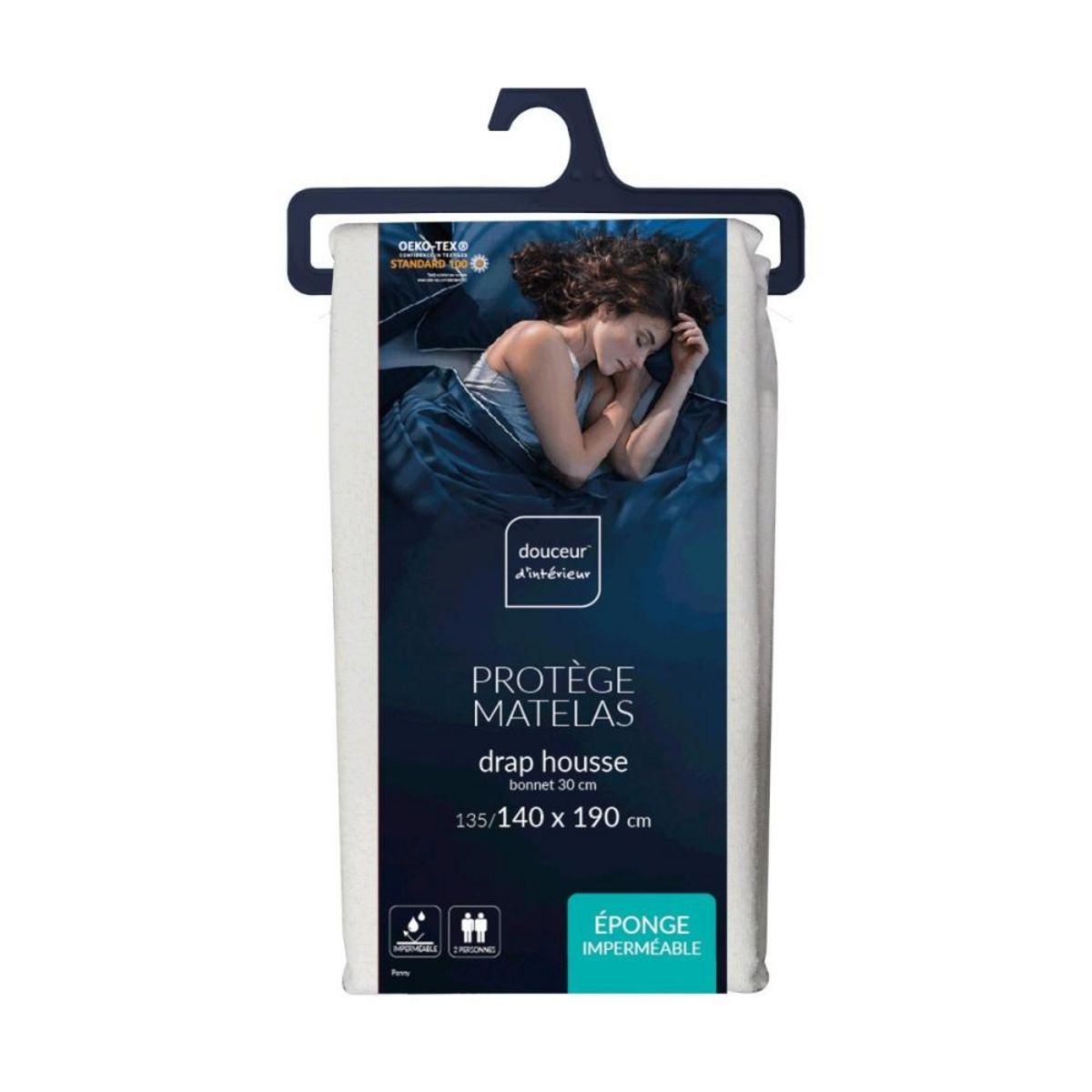 Douceur d'Intérieur Protège matelas éponge imperméable 140x190 bonnet 30 cm