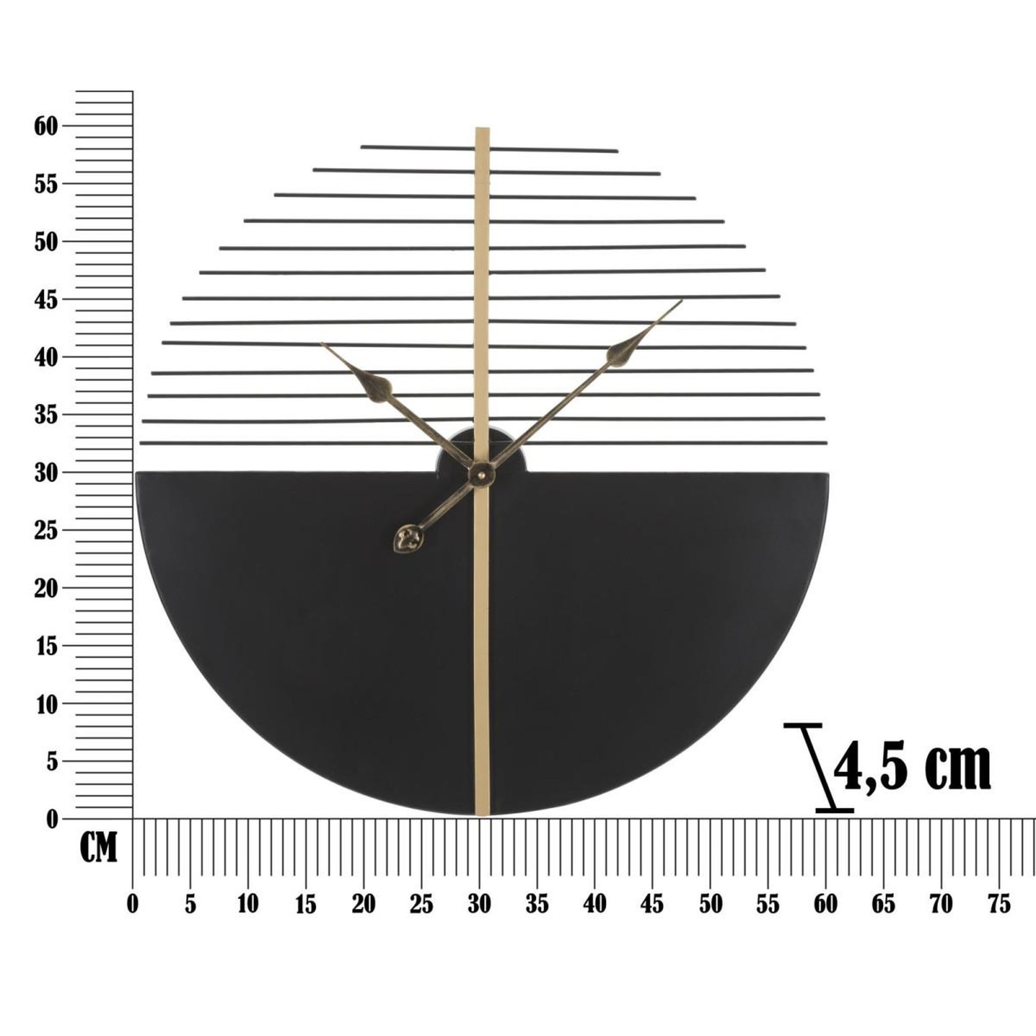 Voir la diapositive 6 : Paris Prix Horloge murale en métal  glam stick  60cm noir & or