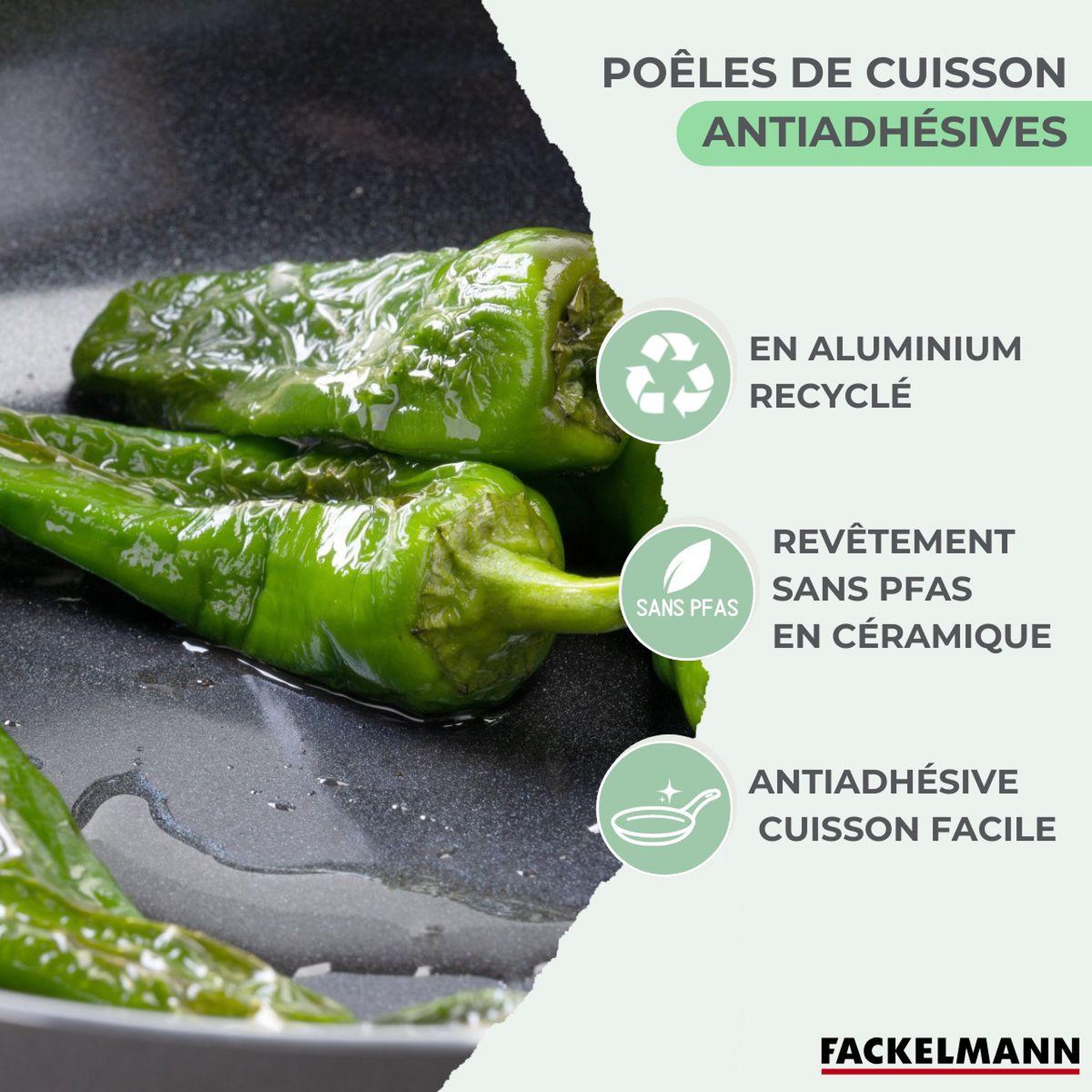 Voir la diapositive 4 : Fackelmann Set de 2 poêles antiadhésives céramique 16 et 20 cm fackelmann brandao