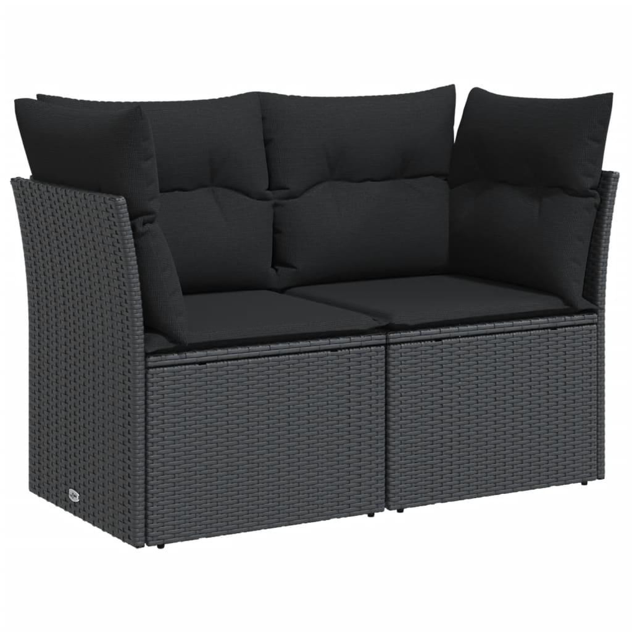 Voir la diapositive 2 : VIDAXL Canape de jardin avec coussins 2 places noir resine tressee