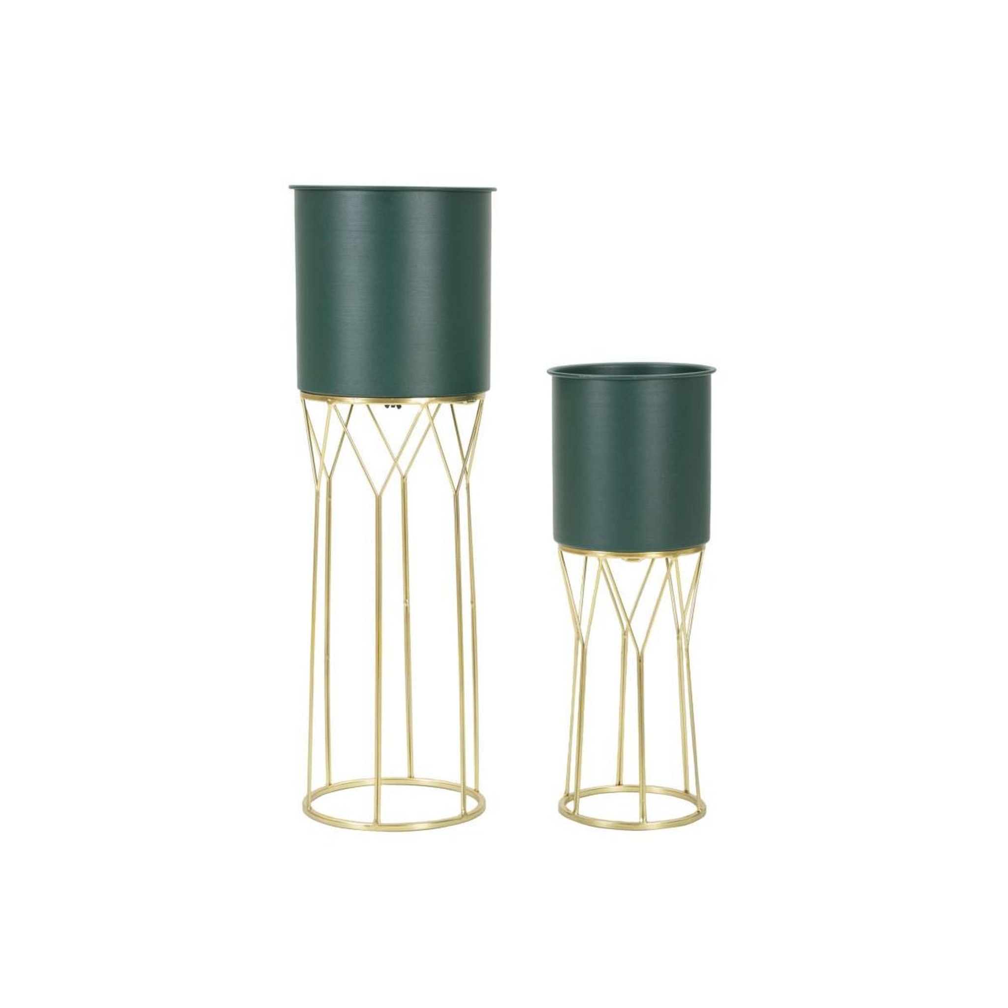 Paris Prix Lot de 2 cache-pots sur pied   grent stand   70cm vert & or