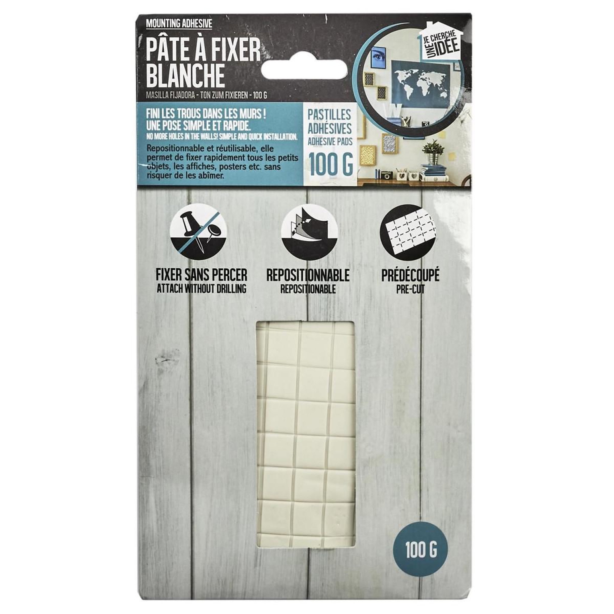 Voir la diapositive 3 : Je cherche une idee Pâte à Fixer Adhésive  Réutilisable  12cm Blanc