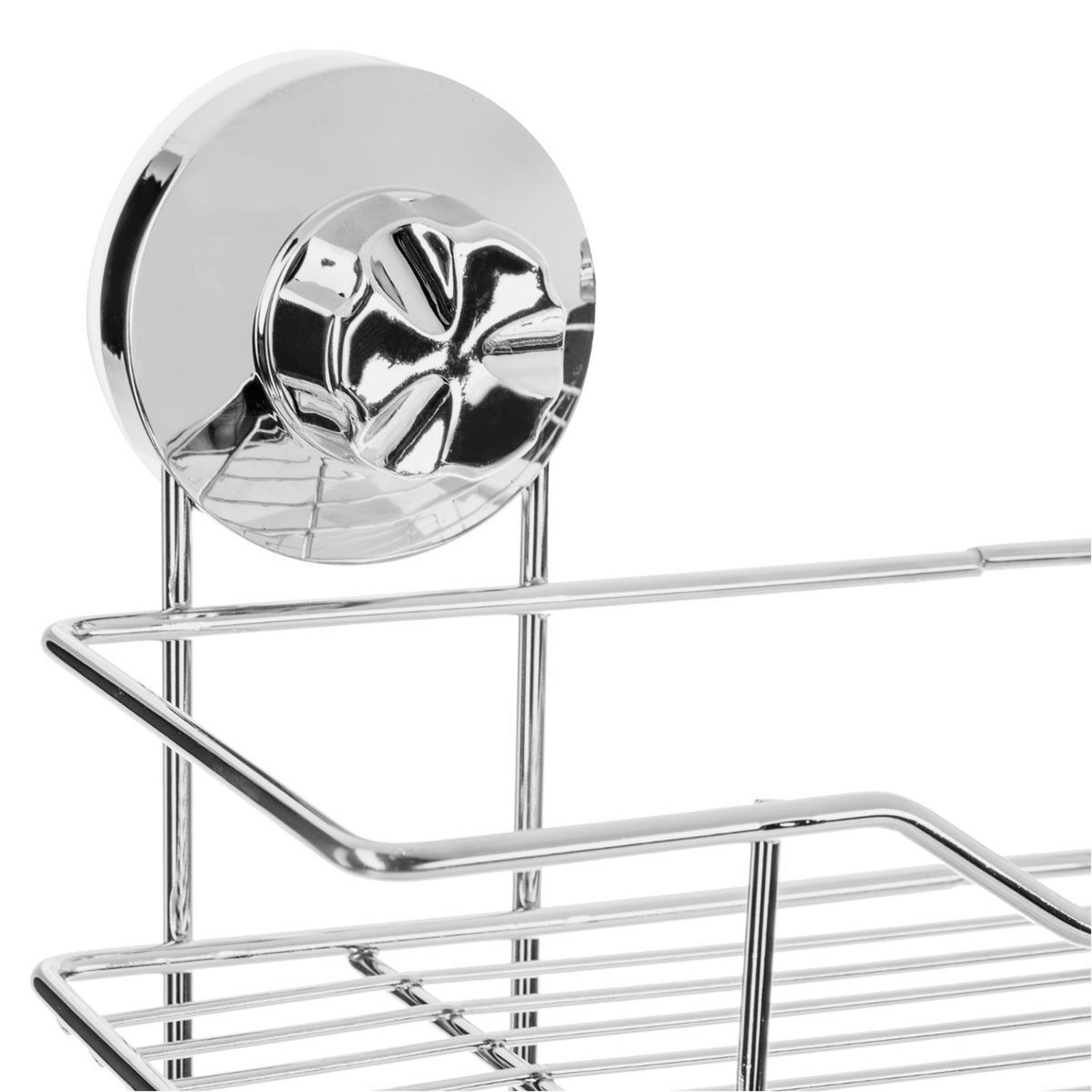 Voir la diapositive 2 : FIVE Étagère en métal à ventouse  2 étages  33cm argent