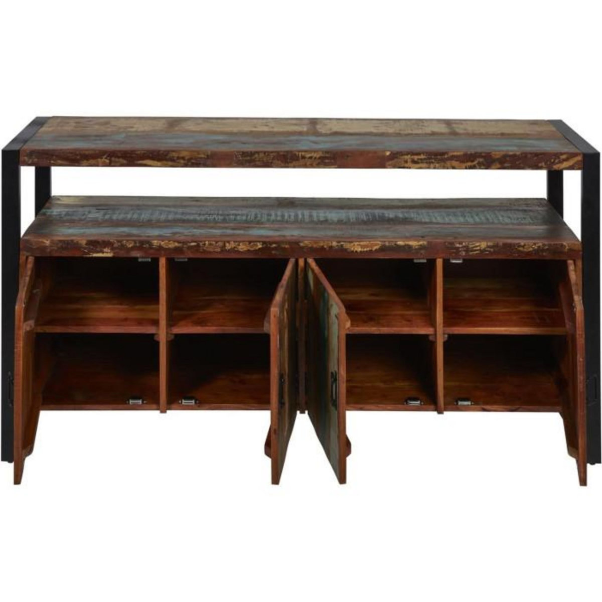 Paris Prix Bahut 4 Portes en Bois  Delhio  175cm Marron & Noir