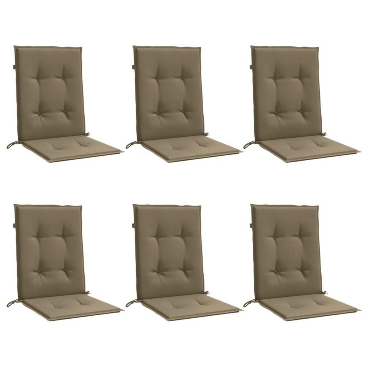 VIDAXL Coussins de chaise a dossier bas lot de 6 taupe melange tissu