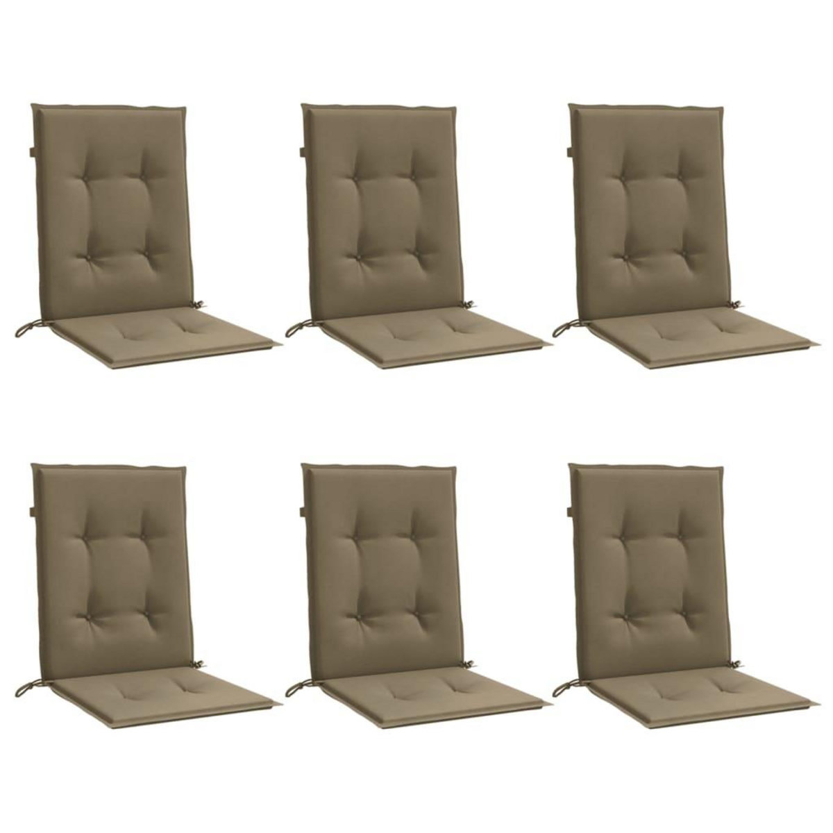 VIDAXL Coussins de chaise a dossier bas lot de 6 taupe melange tissu