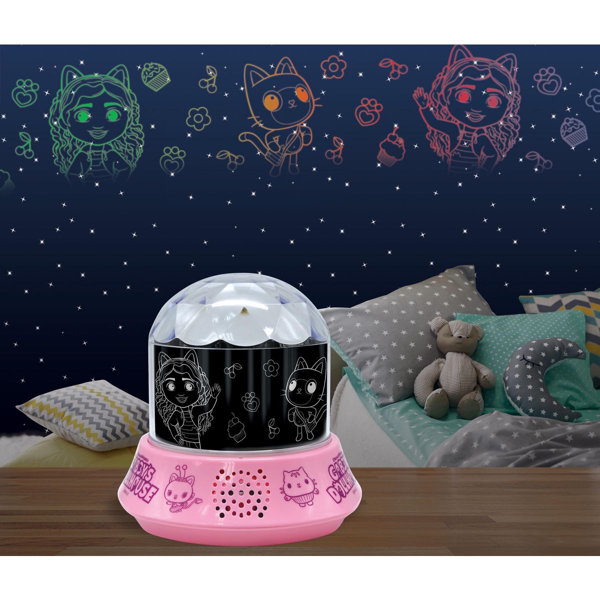 Lexibook Veilleuse avec projections et effets sonores Gabby et la Maison Magique