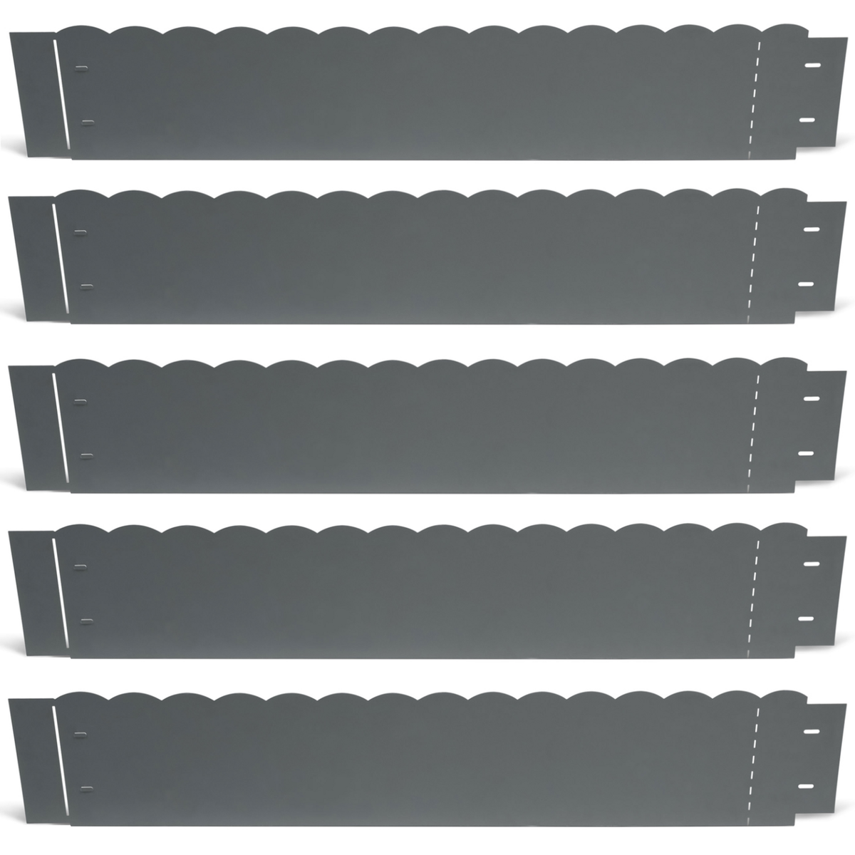 ID MARKET Bordurette de jardin x5 acier gris anthracite vague flexible L. 5 x H. 0.16 M