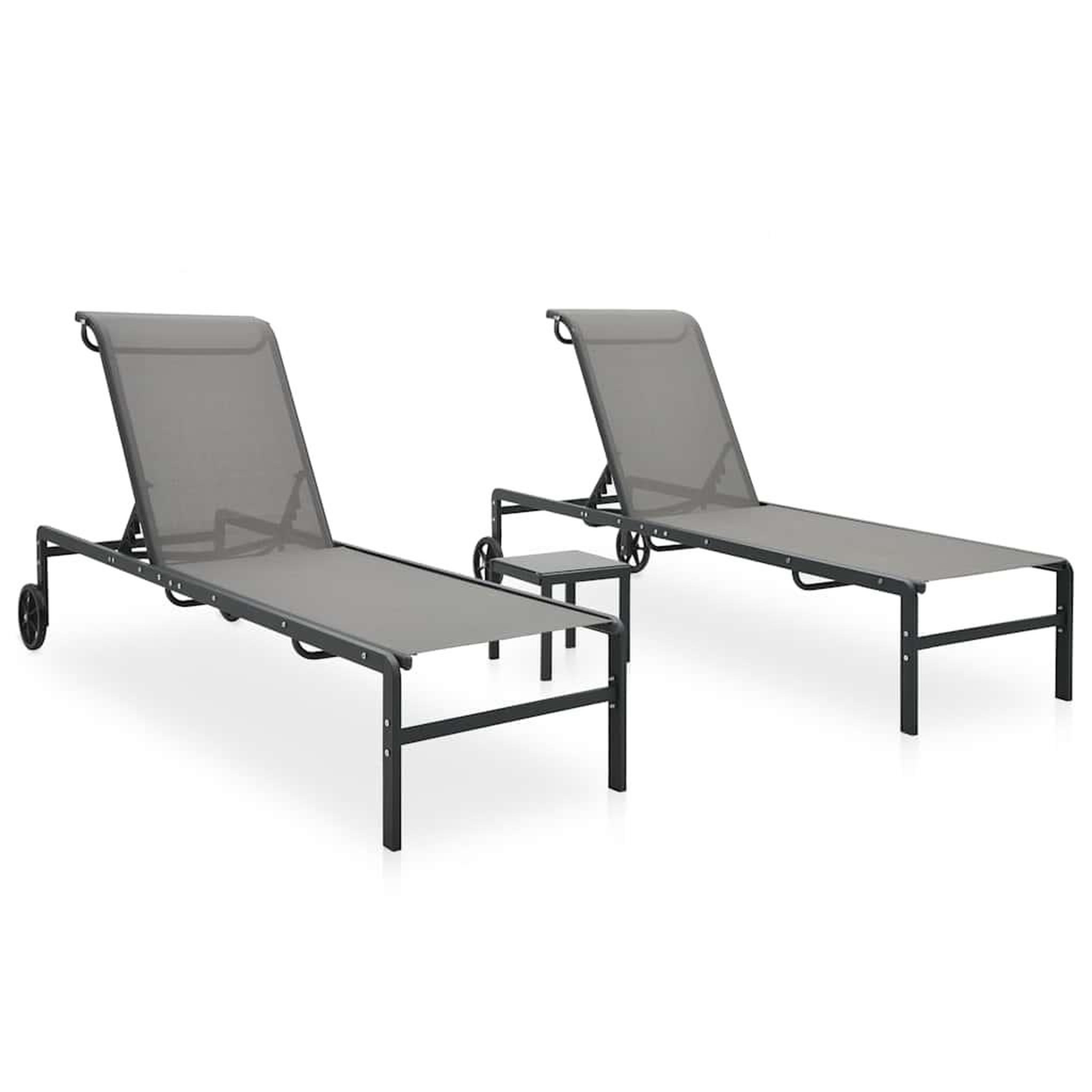 VIDAXL Chaises longues lot de 2 avec table textilene et acier