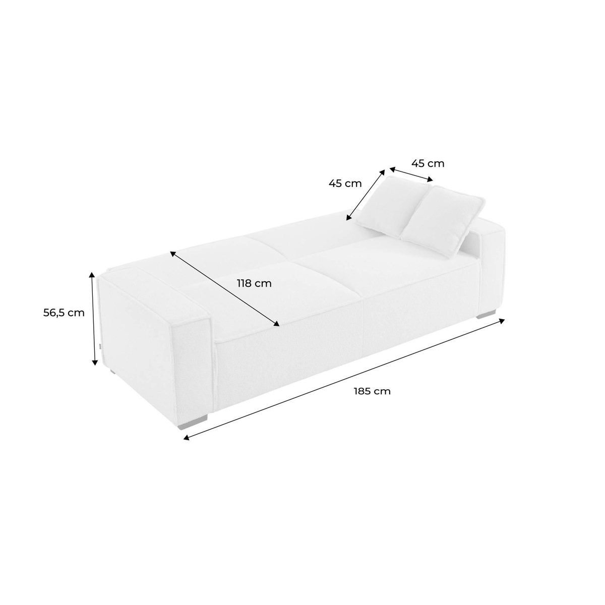 SWEEEK Canapé 3 places convertible en tissu bouclette blanc crème