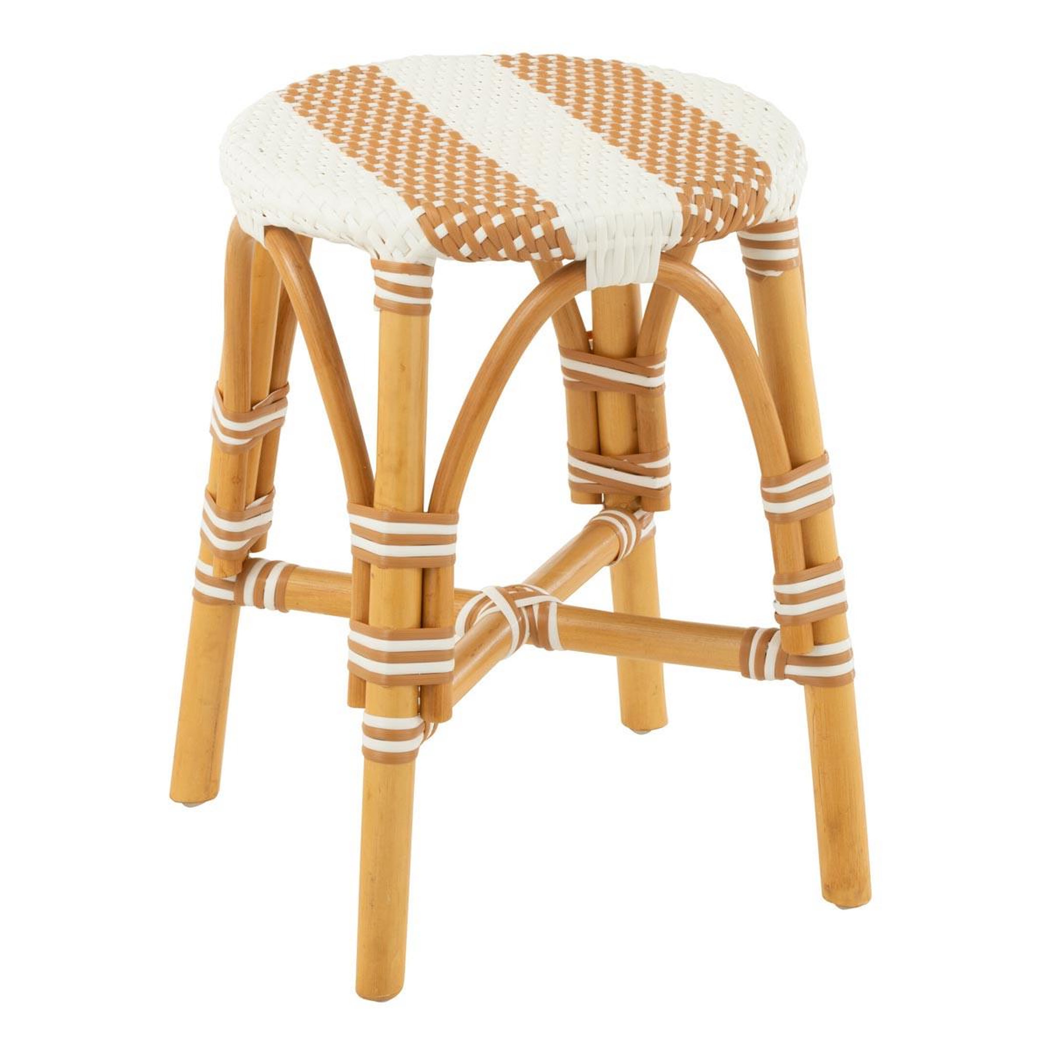 J-LINE Tabouret en rotin  danial  44cm blanc