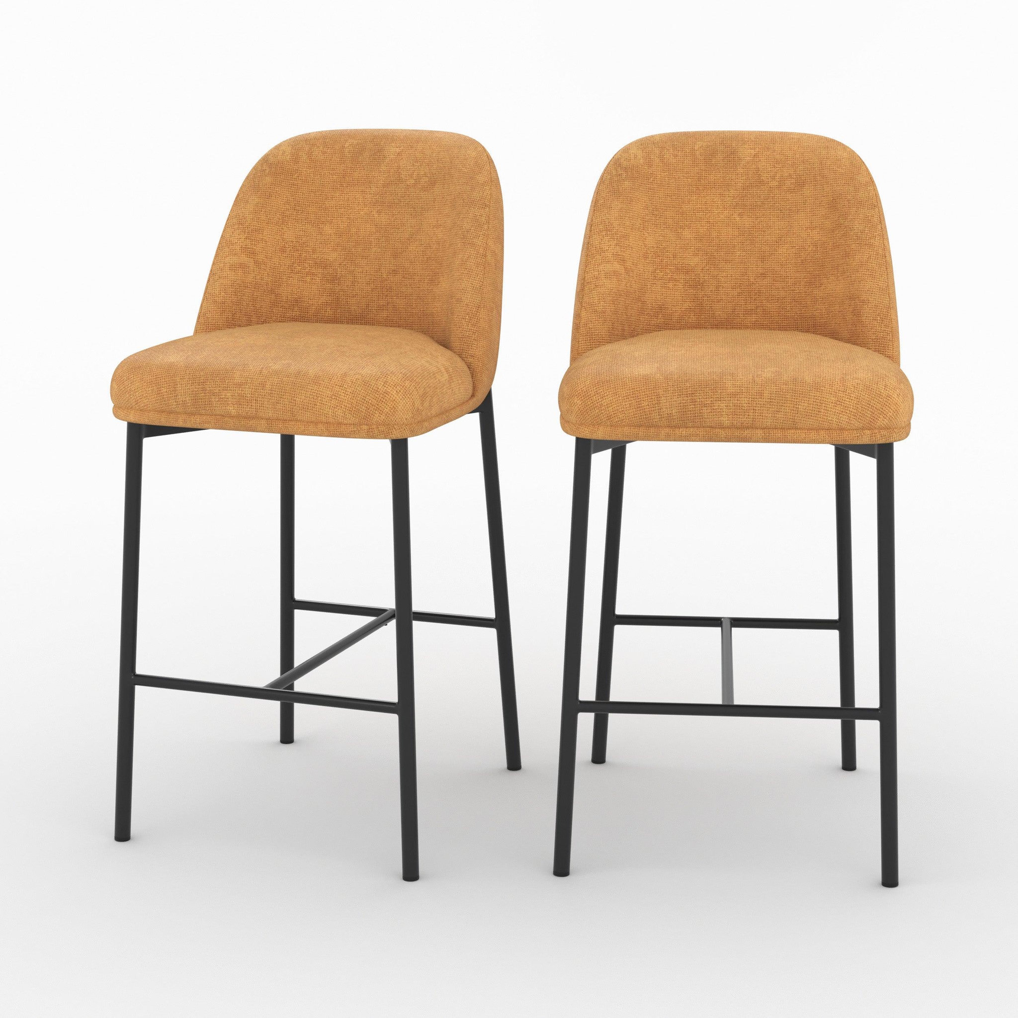 MAISON PAVANE Lot de 2 chaises pour îlot central 67 cm en tissu jaune moutarde-noah