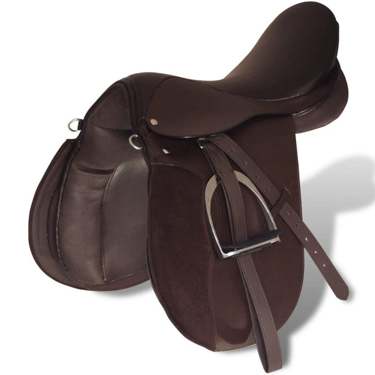 VIDAXL Set de selle equitation 17,5  en cuir veritable 12 cm 5 en 1 brun