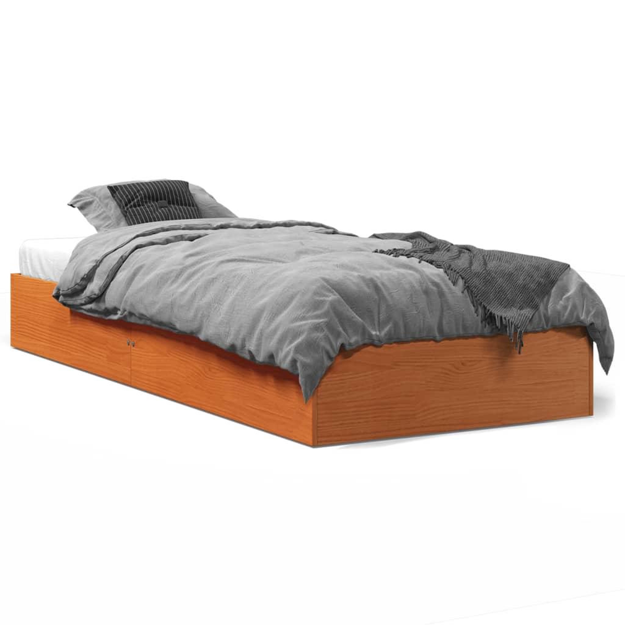 Voir la diapositive 2 : VIDAXL Cadre de lit sans matelas cire marron 75x190 cm bois pin massif