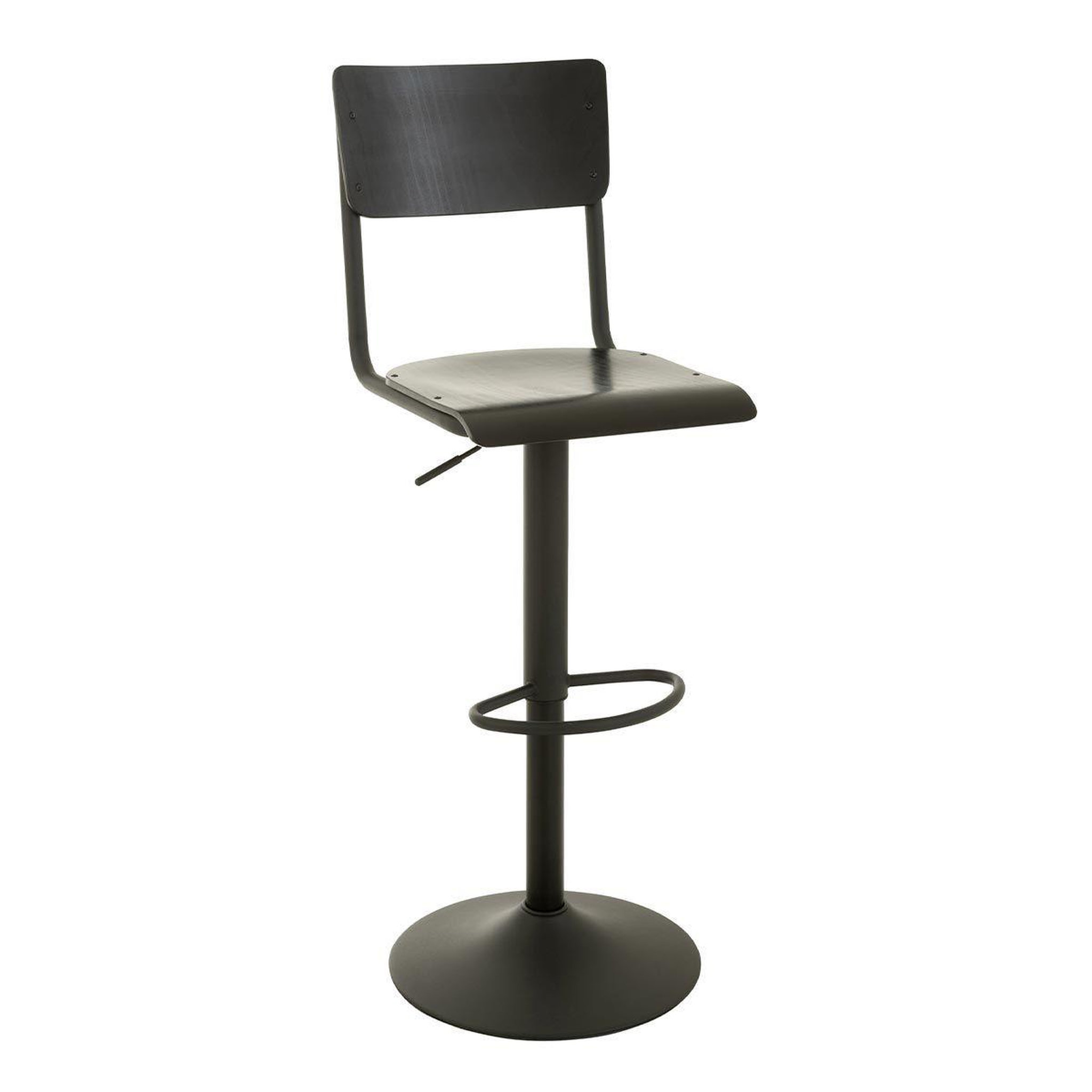 Voir la diapositive 2 : J-LINE Tabouret de bar en bois  mauricio  105cm noir