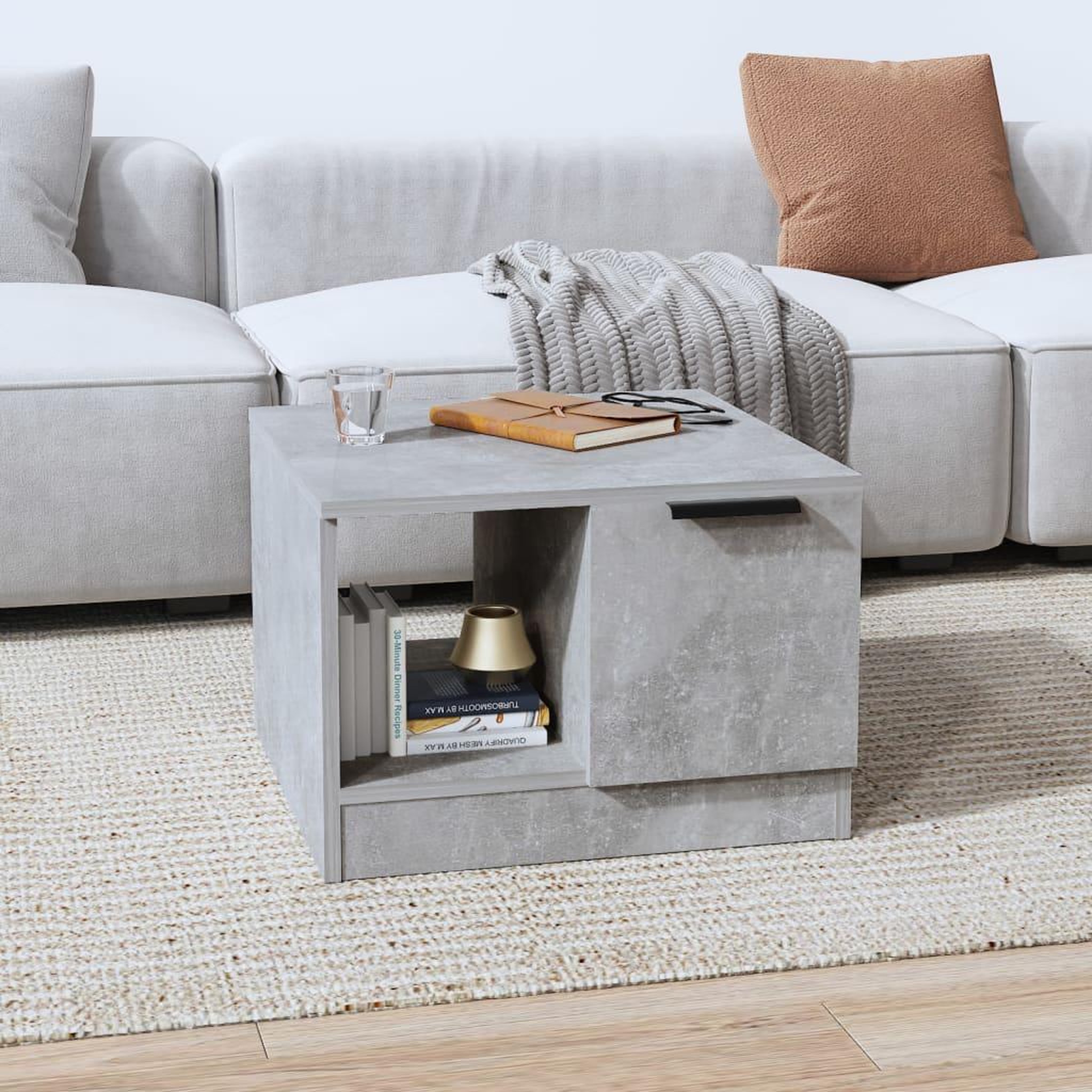 Voir la diapositive 1 : VIDAXL Table basse gris beton 50x50x36 cm bois d'ingenierie