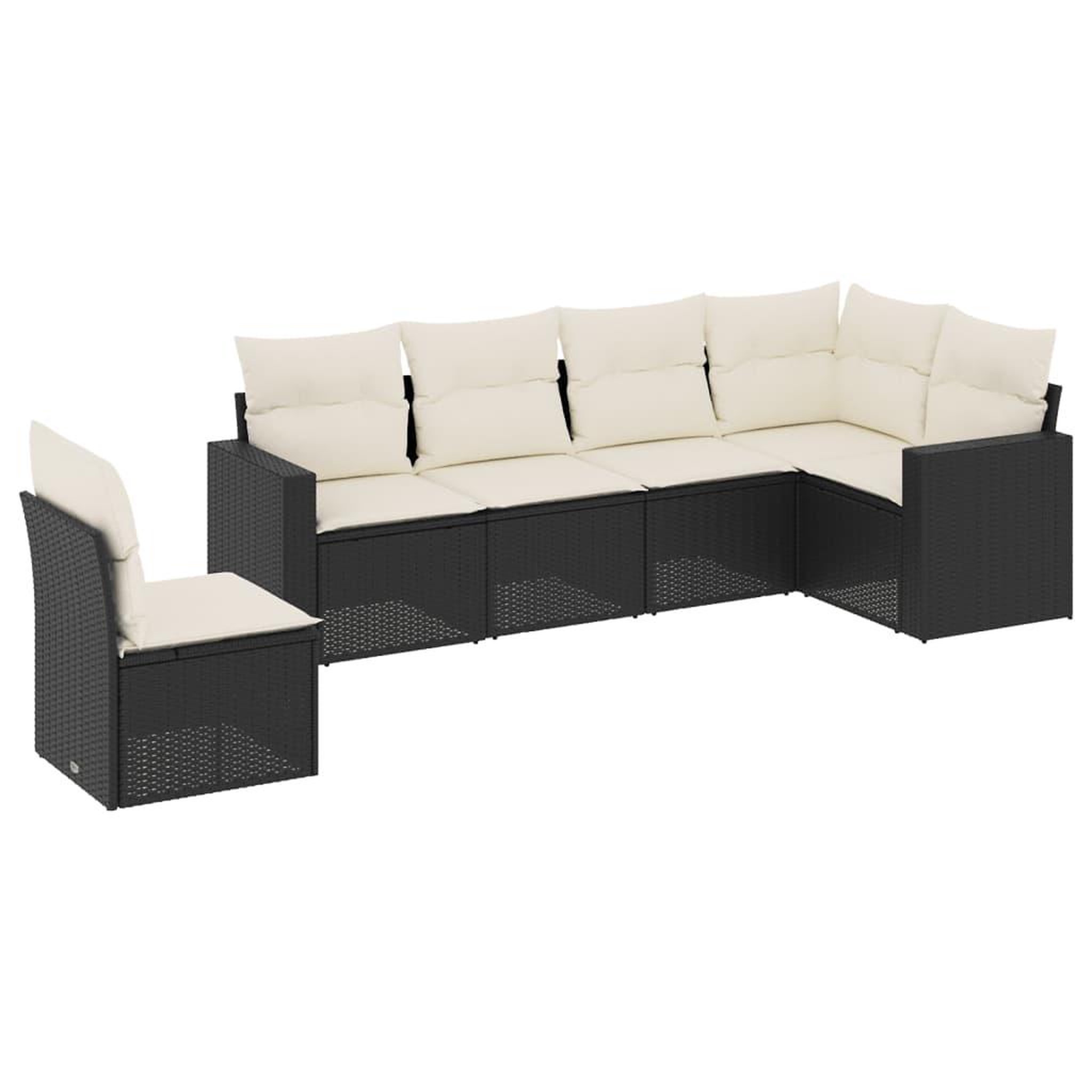 Voir la diapositive 2 : VIDAXL Salon de jardin 6 pcs avec coussins noir resine tressee