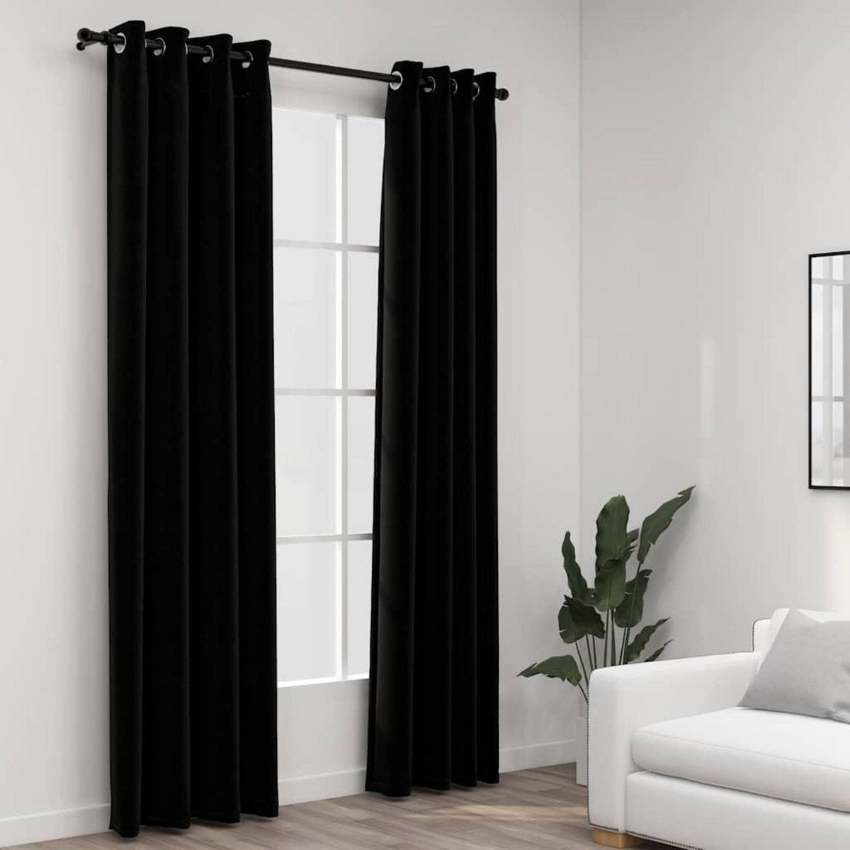 VIDAXL Rideaux occultants Aspect lin avec œillets 2 pcs Noir 140x225cm
