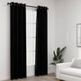 Voir la diapositive 1 : VIDAXL Rideaux occultants Aspect lin avec œillets 2 pcs Noir 140x225cm